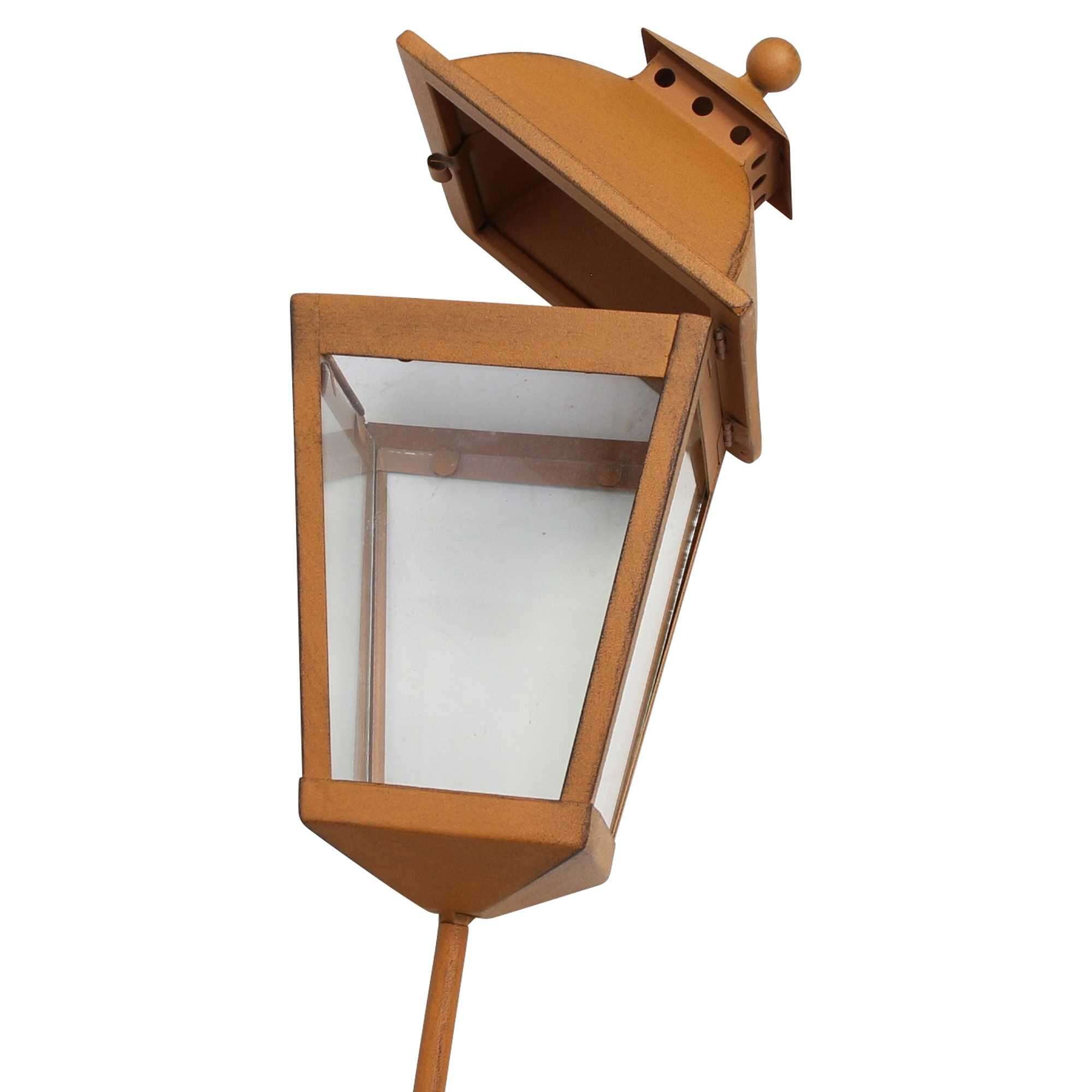 Dekoleidenschaft Gartenstecker "Laterne" Metall in Rost-Optik, Gartenlaterne, Outdoor Kerzenhalter rostige Metalllaterne für Draußen, wetterfest, 106 cm hoch
