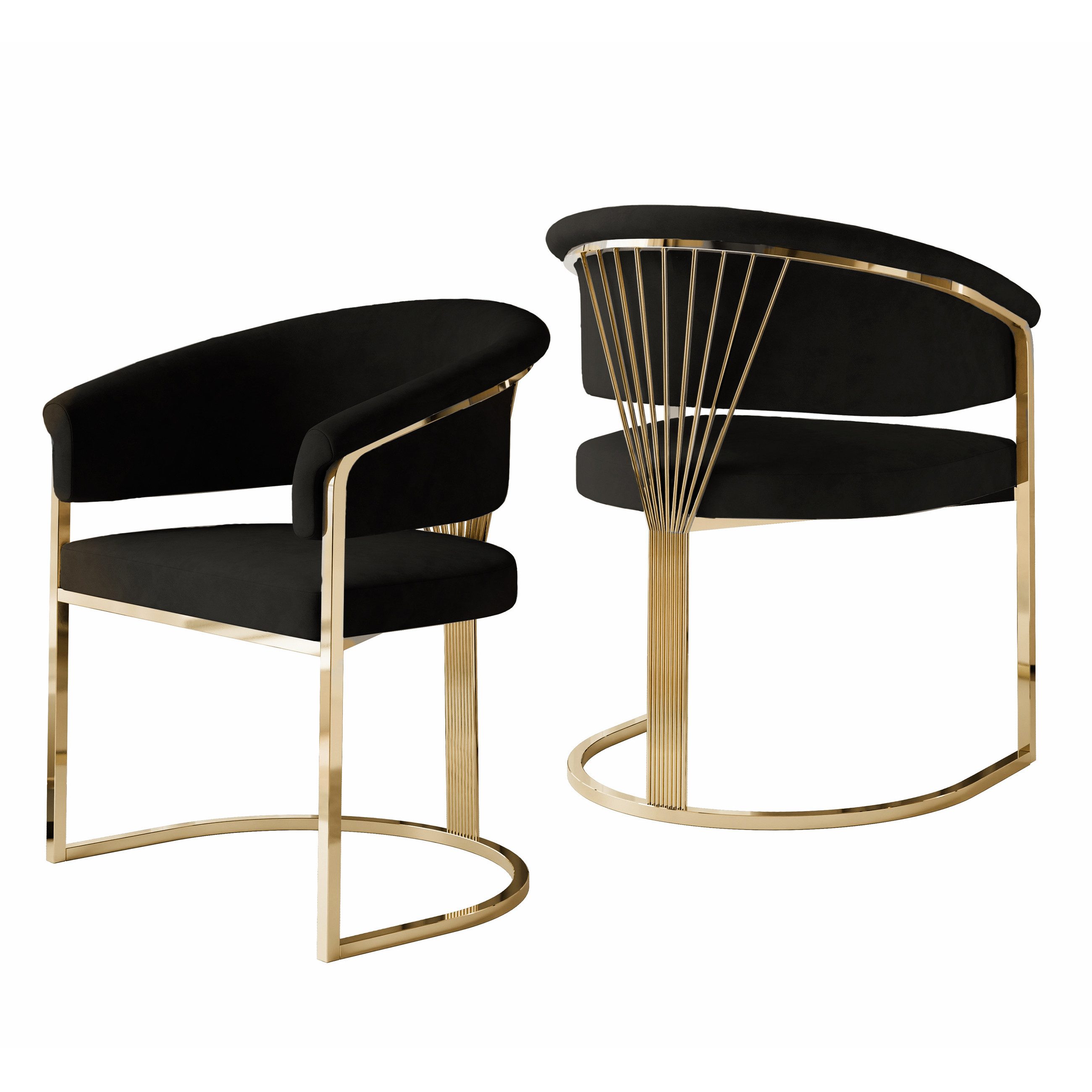 Lookway Polsterstuhl MOUNIR BLACK mit einem goldfarbenen, verchromten Gestell