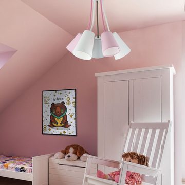 Licht-Erlebnisse Deckenleuchte BANTA, ohne Leuchtmittel, Kinderzimmerleuchte Rosa Grau Weiß verstellbar 5-flammig E27