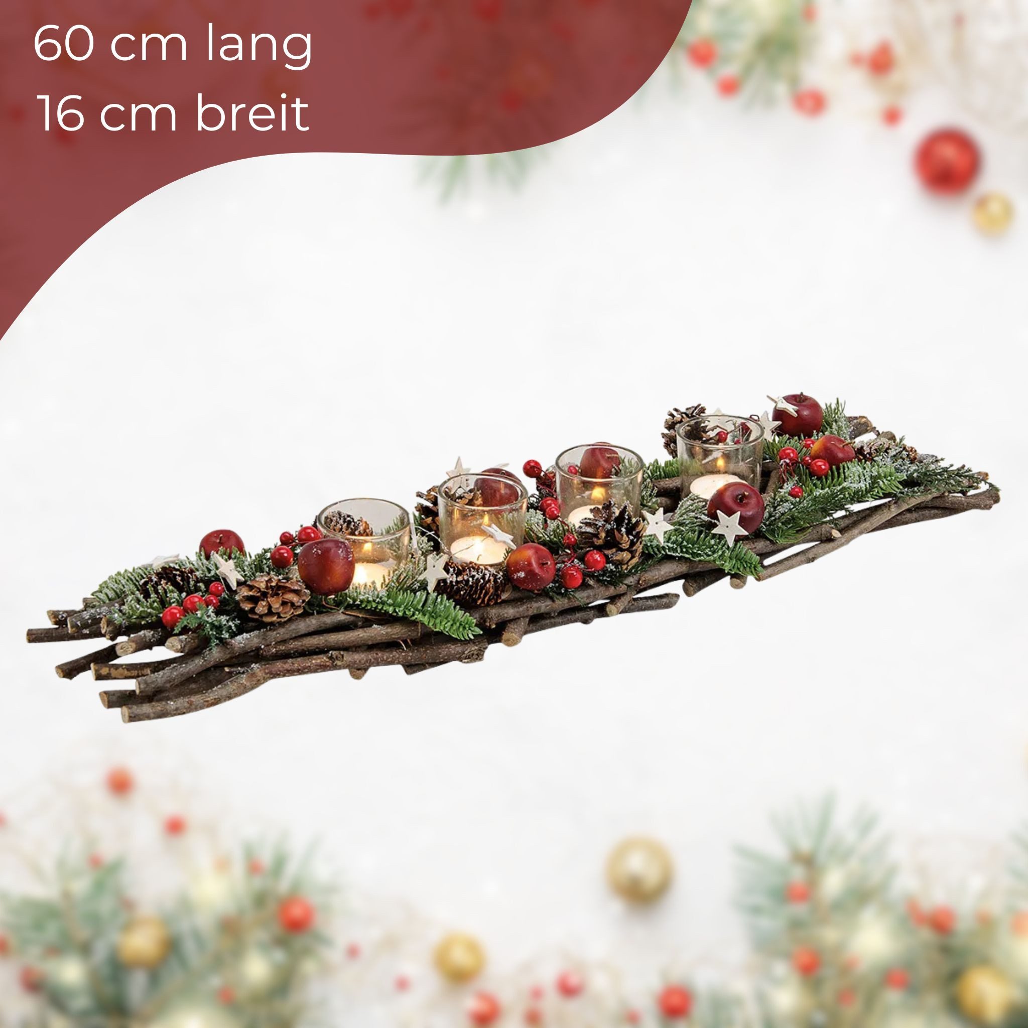 matches21 HOME & HOBBY Adventskranz Großes Holz-Deko Adventsgesteck 60 cm T günstig online kaufen