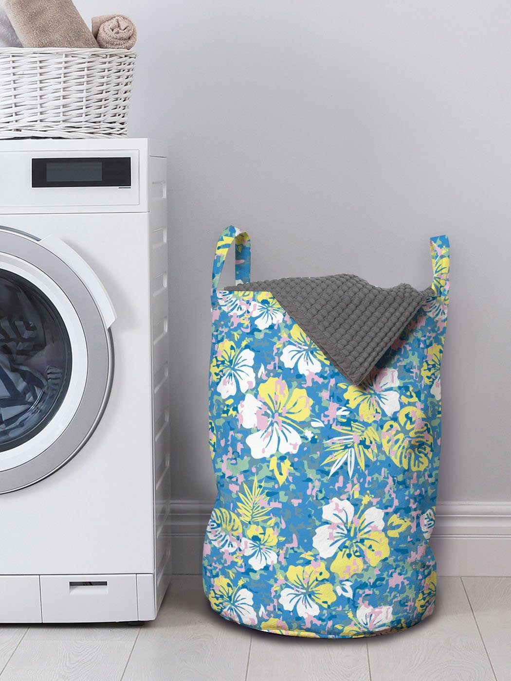 Abakuhaus Wäschesäckchen Wäschekorb Kordelzugverschluss Natur Waschsalons, für Griffen Hawaiian Tarnen mit Laub