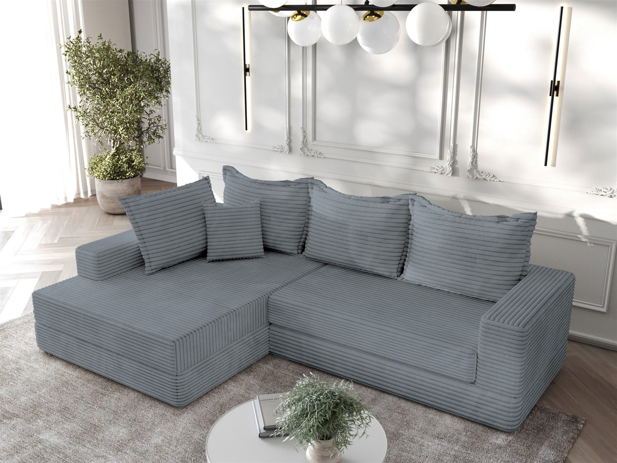 Fun Möbel Ecksofa Ecksofa OSKAR mit Ottomane in Stoff Tilia, inkl. 4 Rückenkissen und 1 Zierkissen