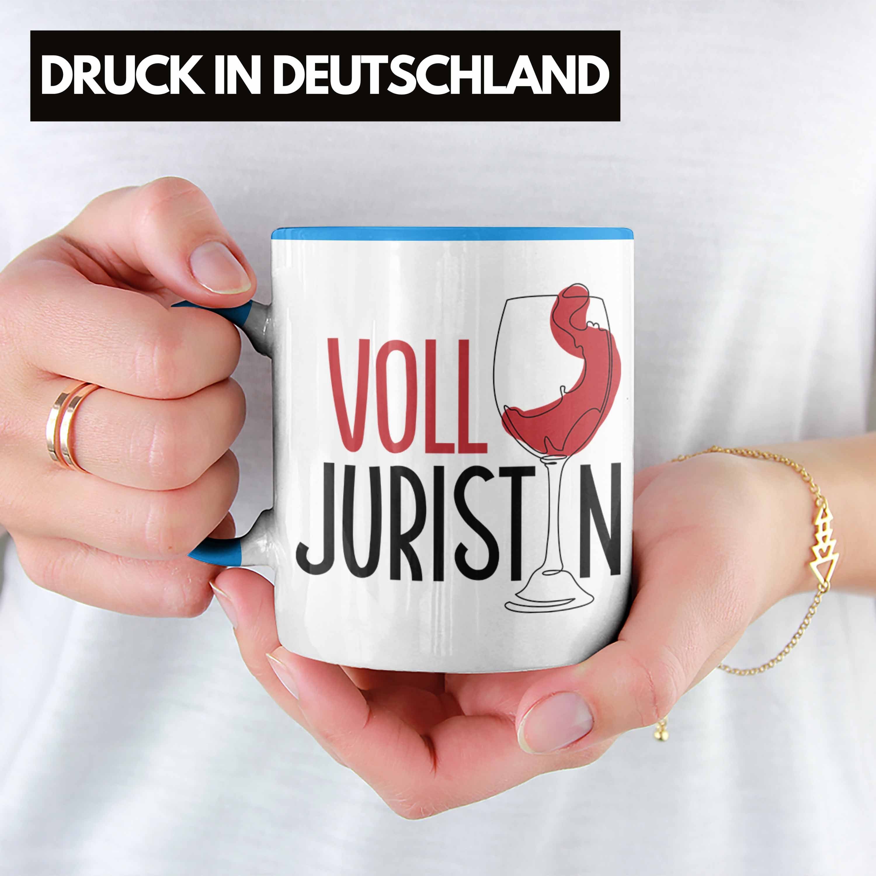 Trendation Tasse Volljuristin Tasse Wein Geschenkidee Ju Spruch Jura Blau Geschenk Lustiger