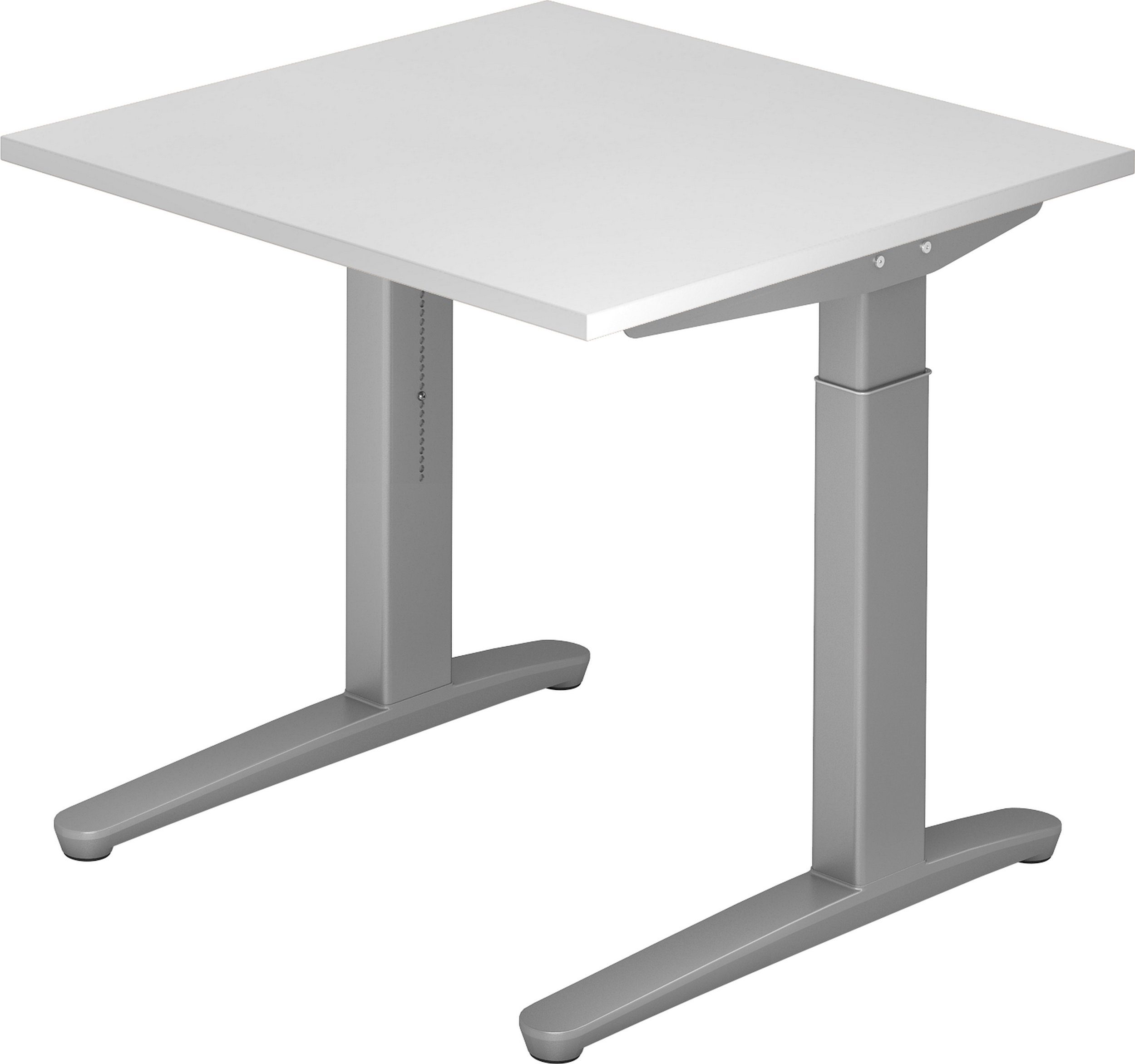 Weiß - Dekor: - 80 Schreibtisch cm Quadrat: Schreibtisch Gestell: 80 Silber bümö x Serie-XB,