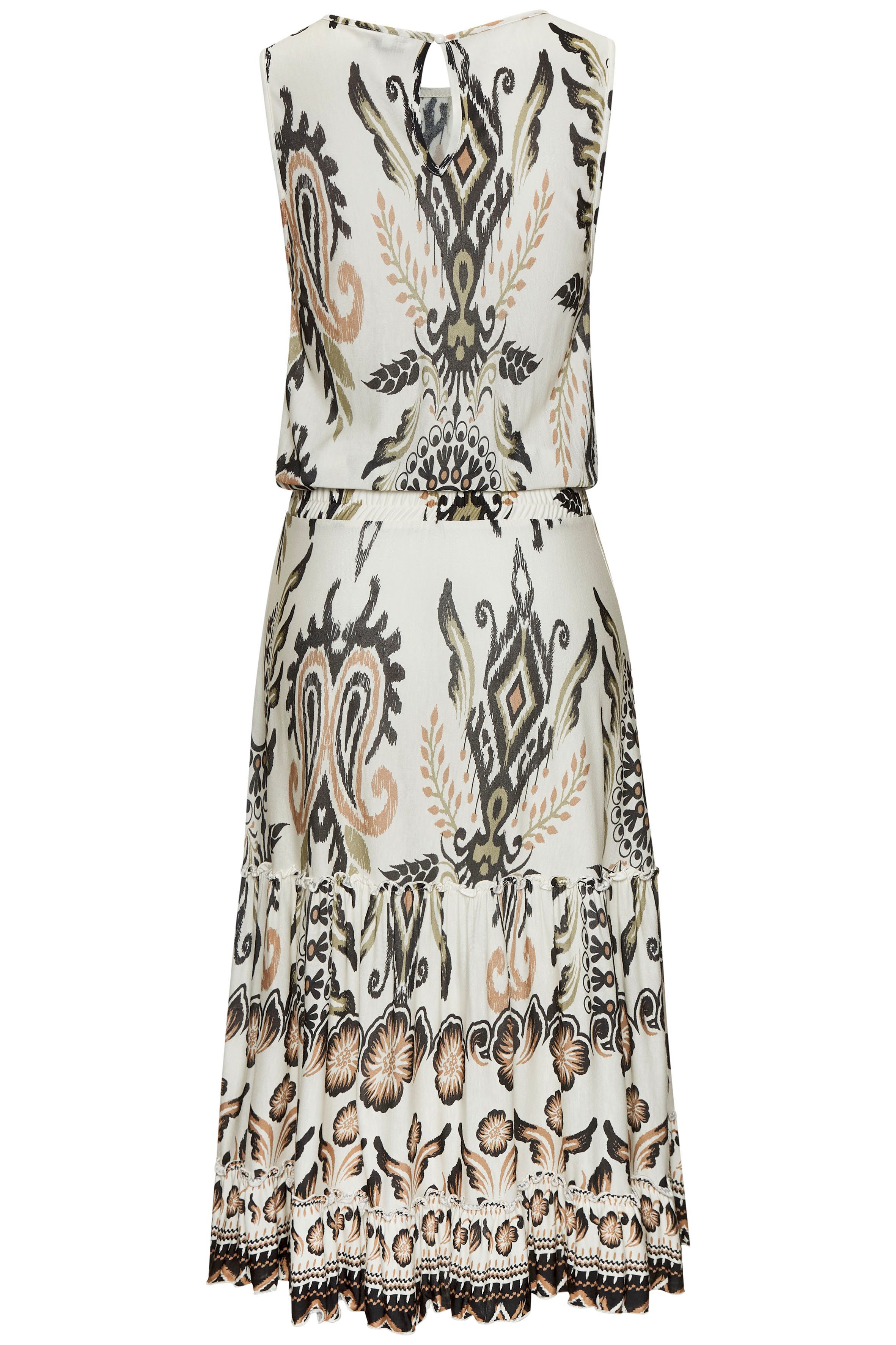 Buffalo Volantkleid mit Ethnoprint mit Volants, Druckkleid, Sommerkleid, verspieltes Jerseykleid