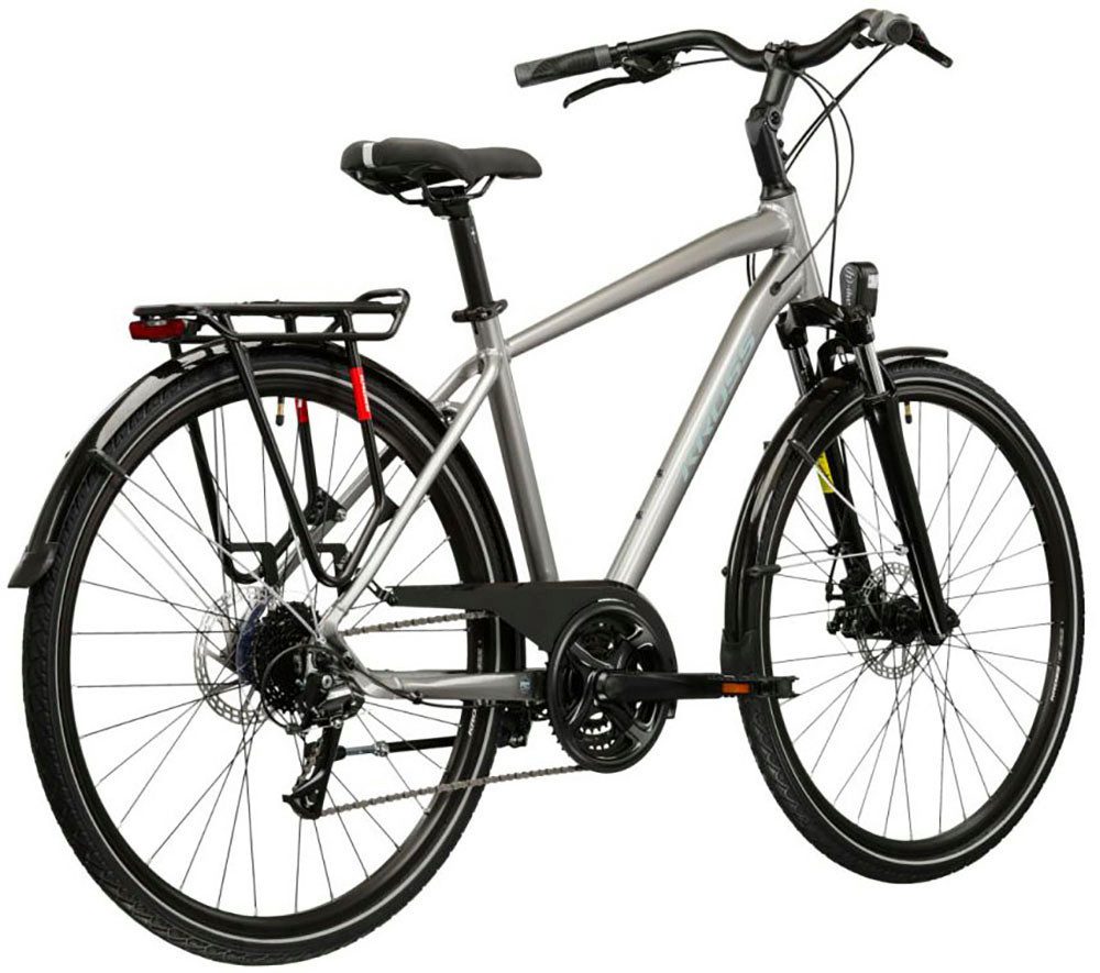 Kross Trekkingrad Herren-Trekkingrad 28" Trans 3.0 Silberfarben 24 Gänge, 24 Gang Shimano ACERA M3020 Schaltwerk, Kettenschaltung