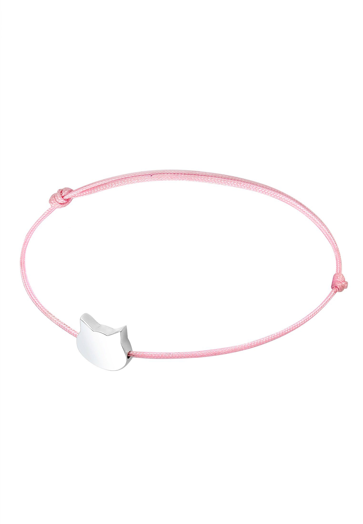 Elli Armband Katze Nylonkette Rose 925 Sterling Silber (kein Set, 1-tlg), Katze