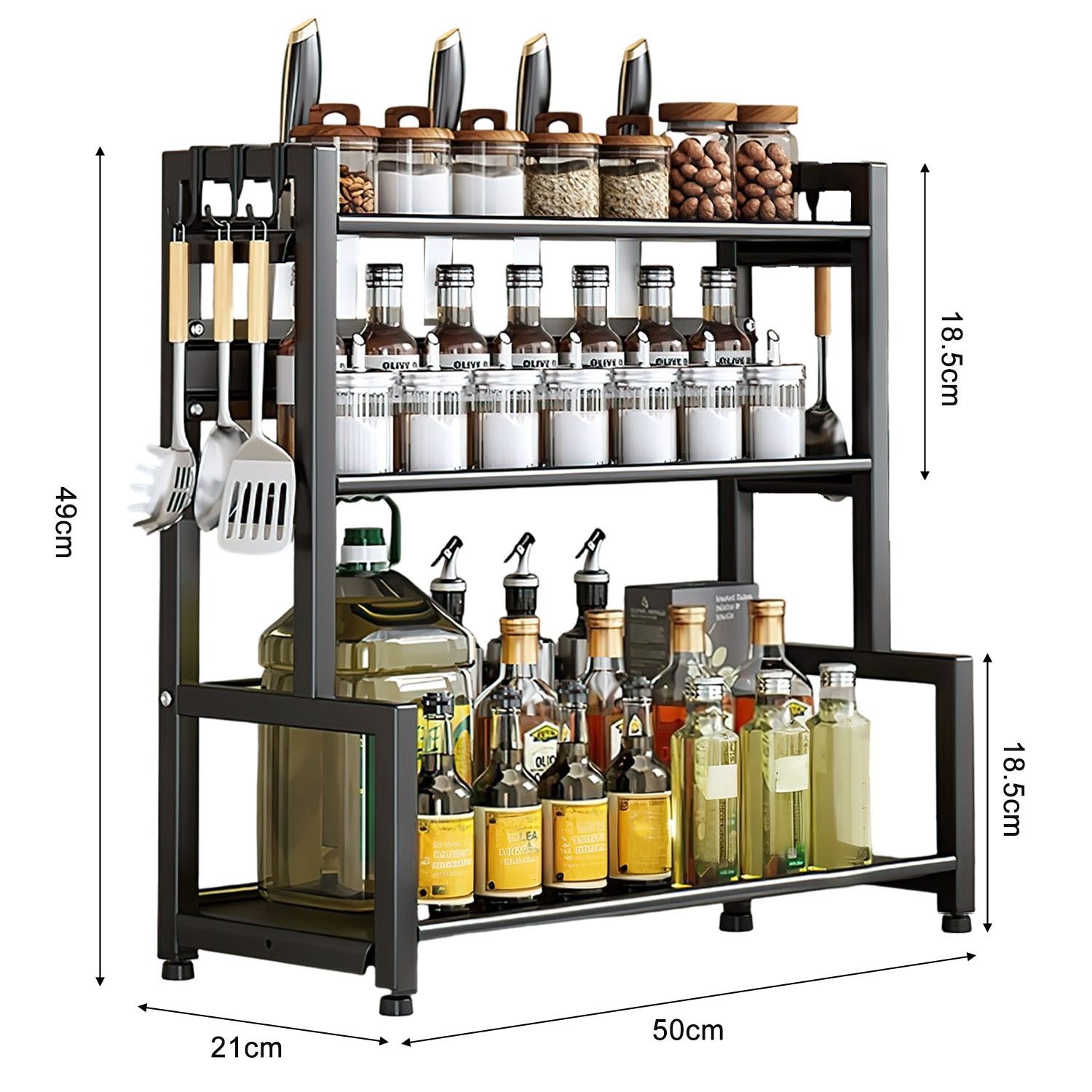 HEYHIPPO Küchenregal Gewürzregal 3-stöckig, Küchenablage aus Kohlenstoffsta günstig online kaufen