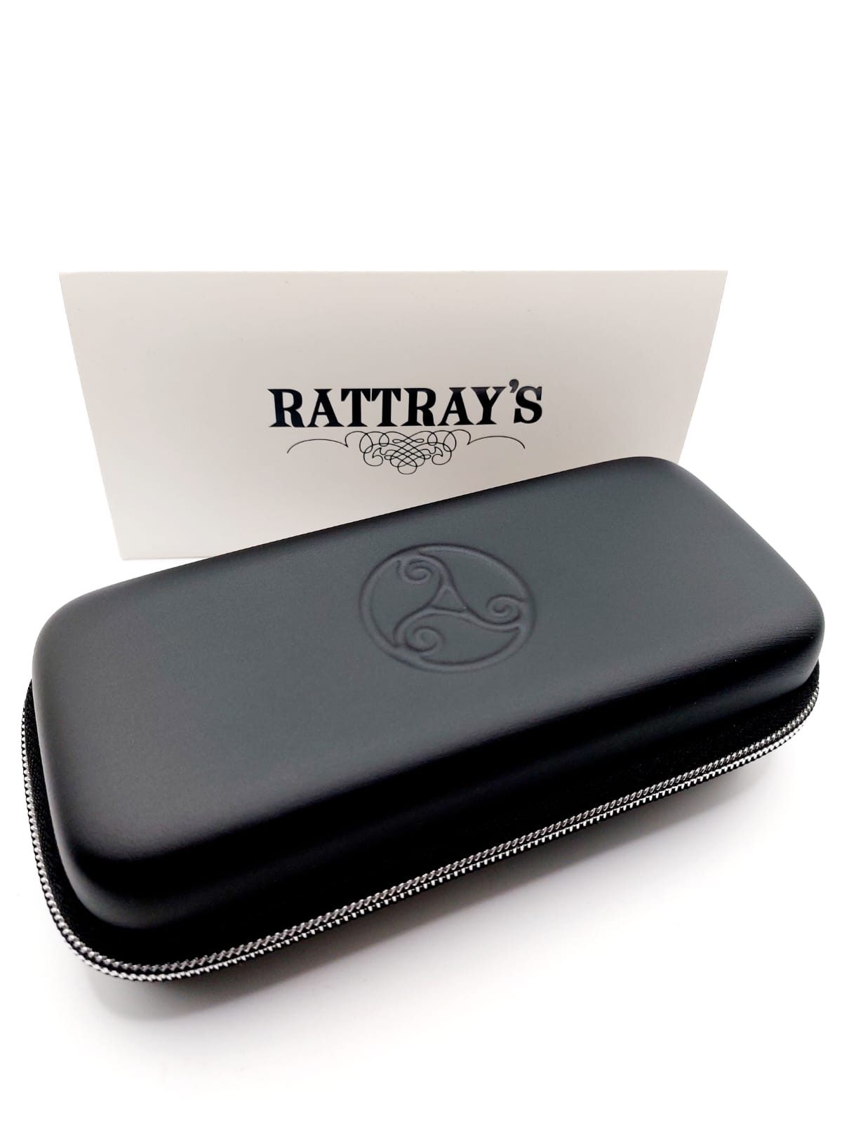 Rattray's Brillenetui Allzweck Etui schwarz in matter Lederoptik mit Reißverschluss, Pfeifenetui mit Platz für zwei Pfeifen + Innenfach