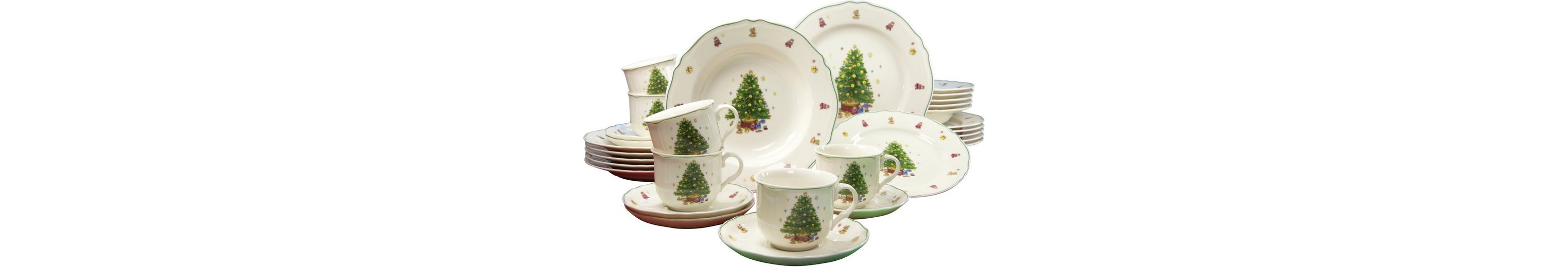 CreaTable Kombiservice »Tannenbaum« (30tlg), Porzellan, verspielte