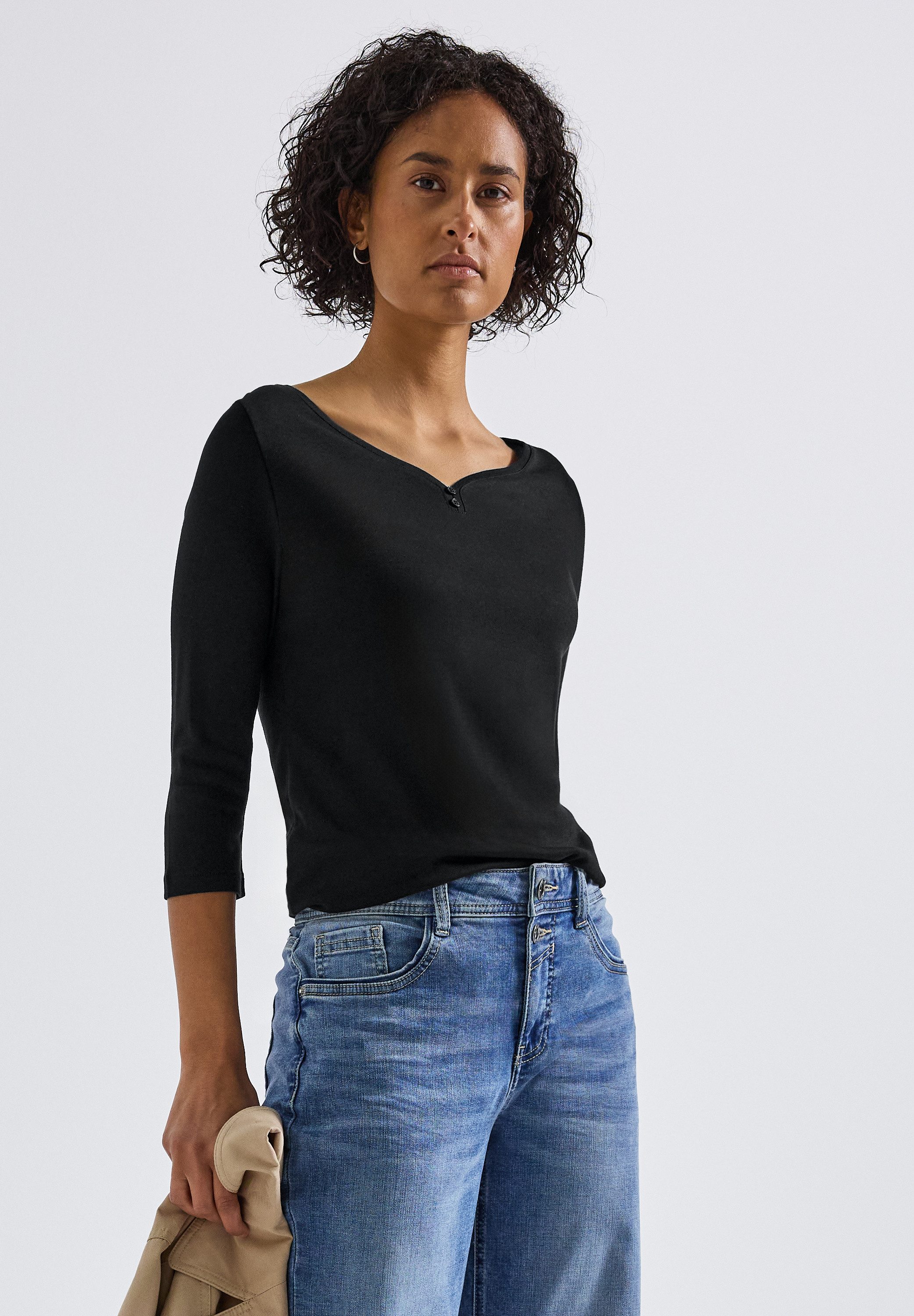 STREET ONE 3/4-Arm-Shirt mit Knopfdetail günstig online kaufen