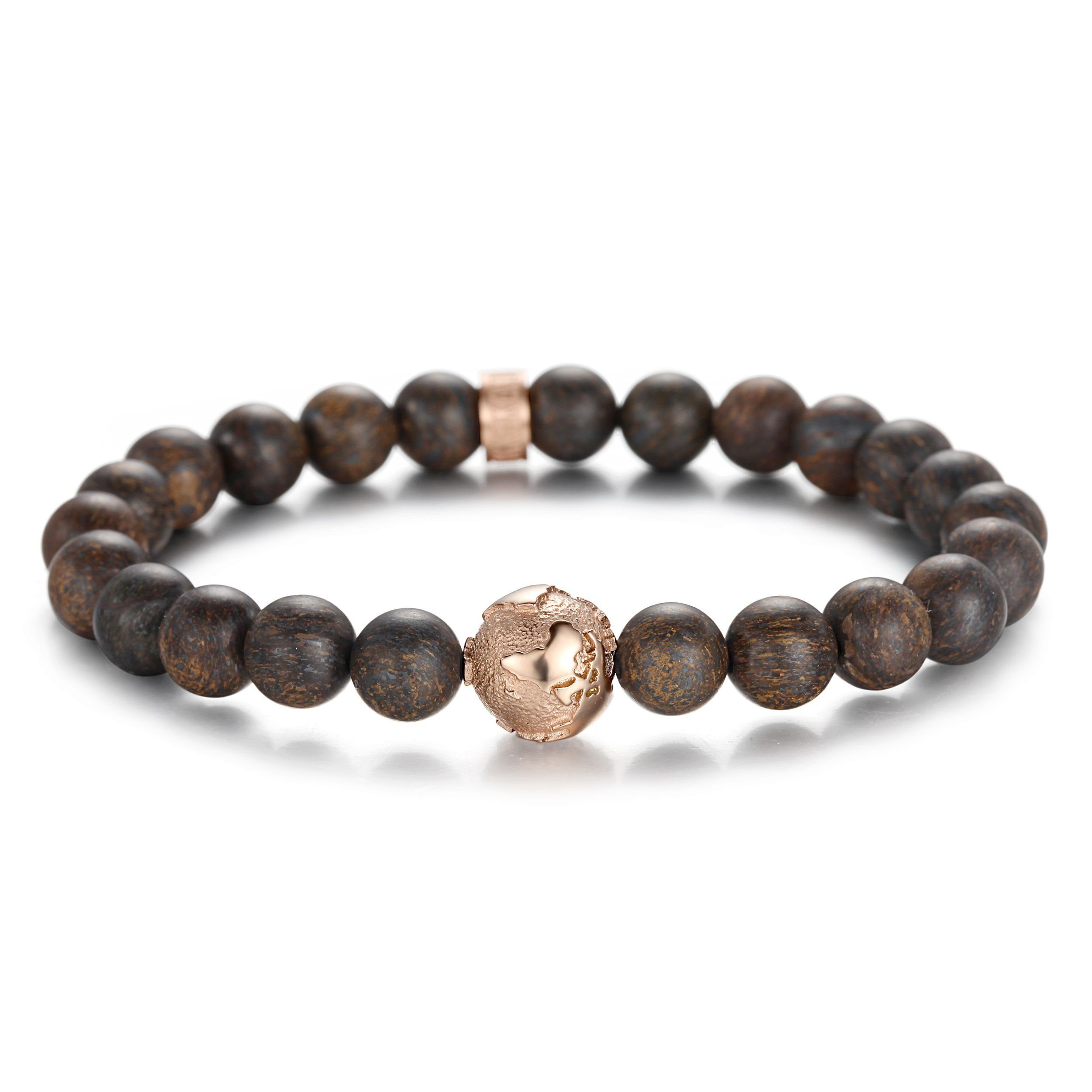 Kingka Armband "PLANET EARTH" Titan Erdkugel Beads Armband mit Bronzite Steinen