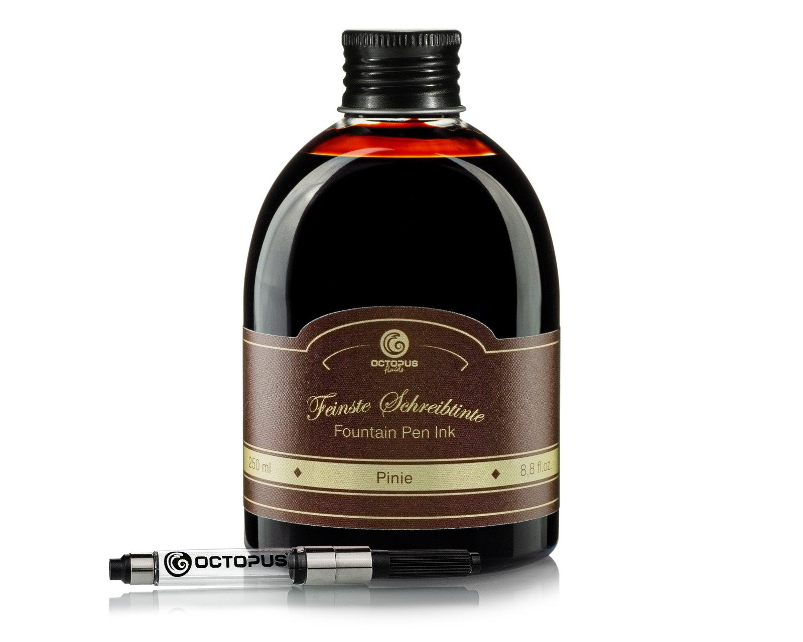 OCTOPUS Füllhaltertinte, Schreibtinte Pinie mit Konverter 250ml Tintenglas (Set, 0-tlg)