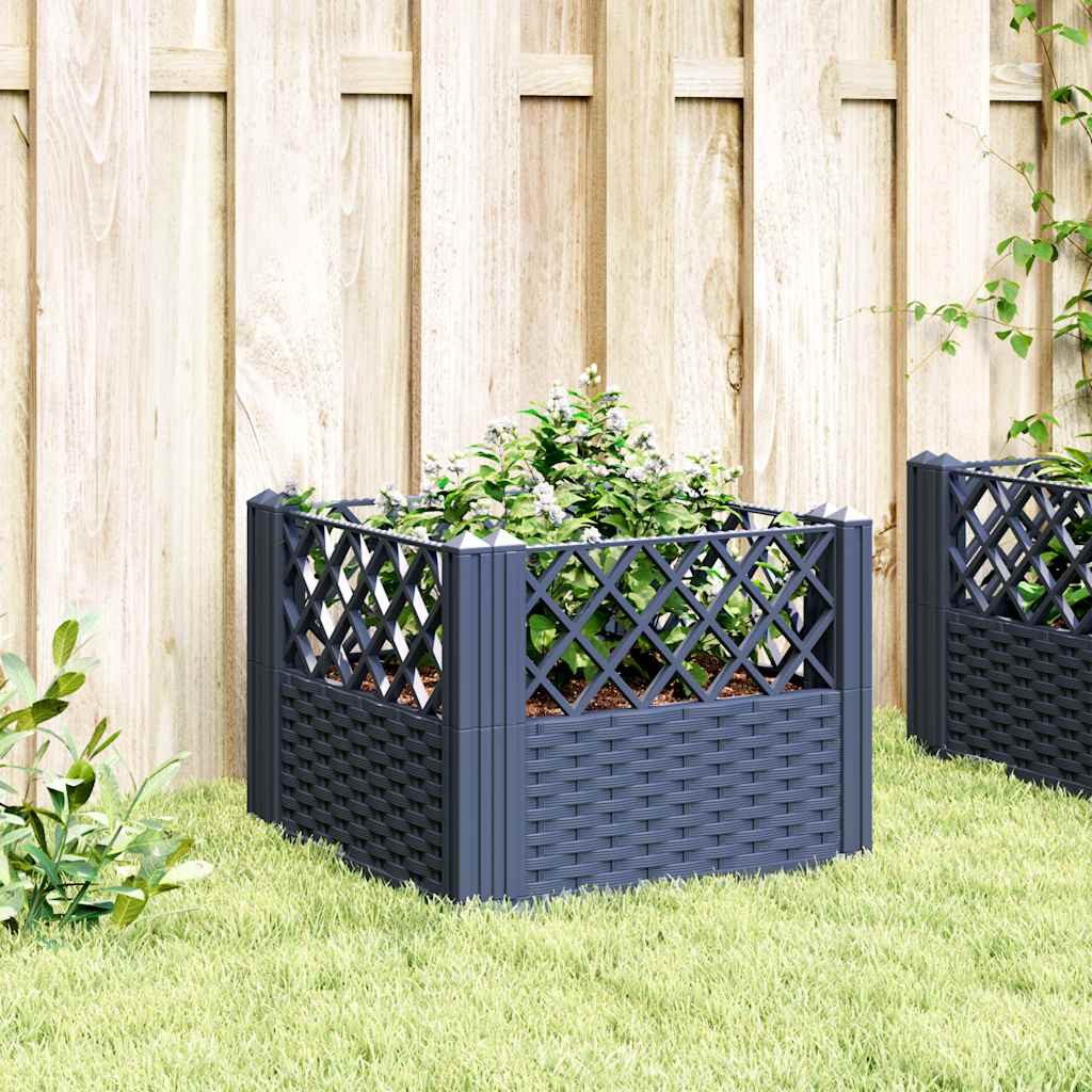 vidaXL Blumentopf Pflanzkasten mit Erdspießen Blaugrau günstig online kaufen