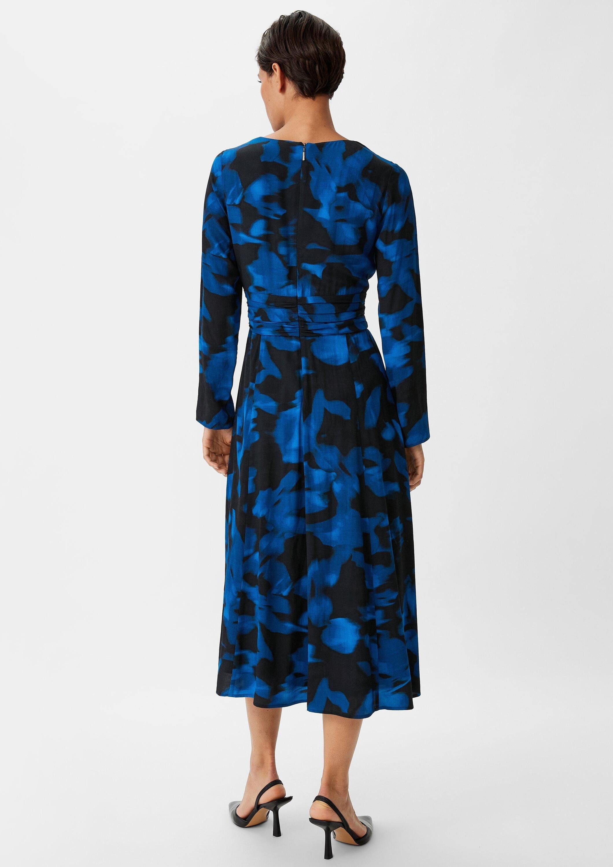 comma Midikleid Kleid Gemustertes Midikleid aus Crêpe