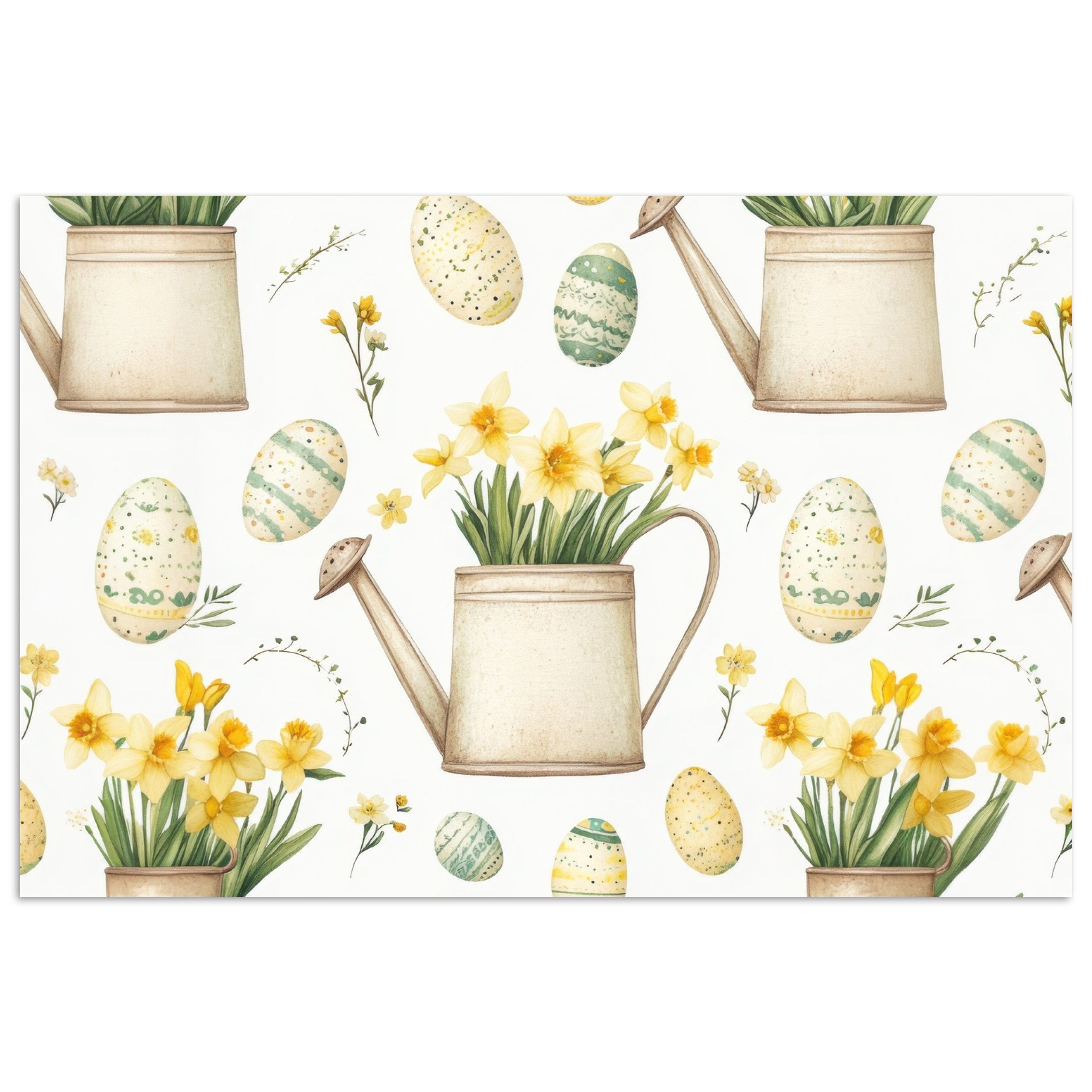 MuchoWow Poster Gießkanne - Blumen - Eier, (1 St), Poster ohne Rahmen, Wandbild, Wandposter, 30x20 cm
