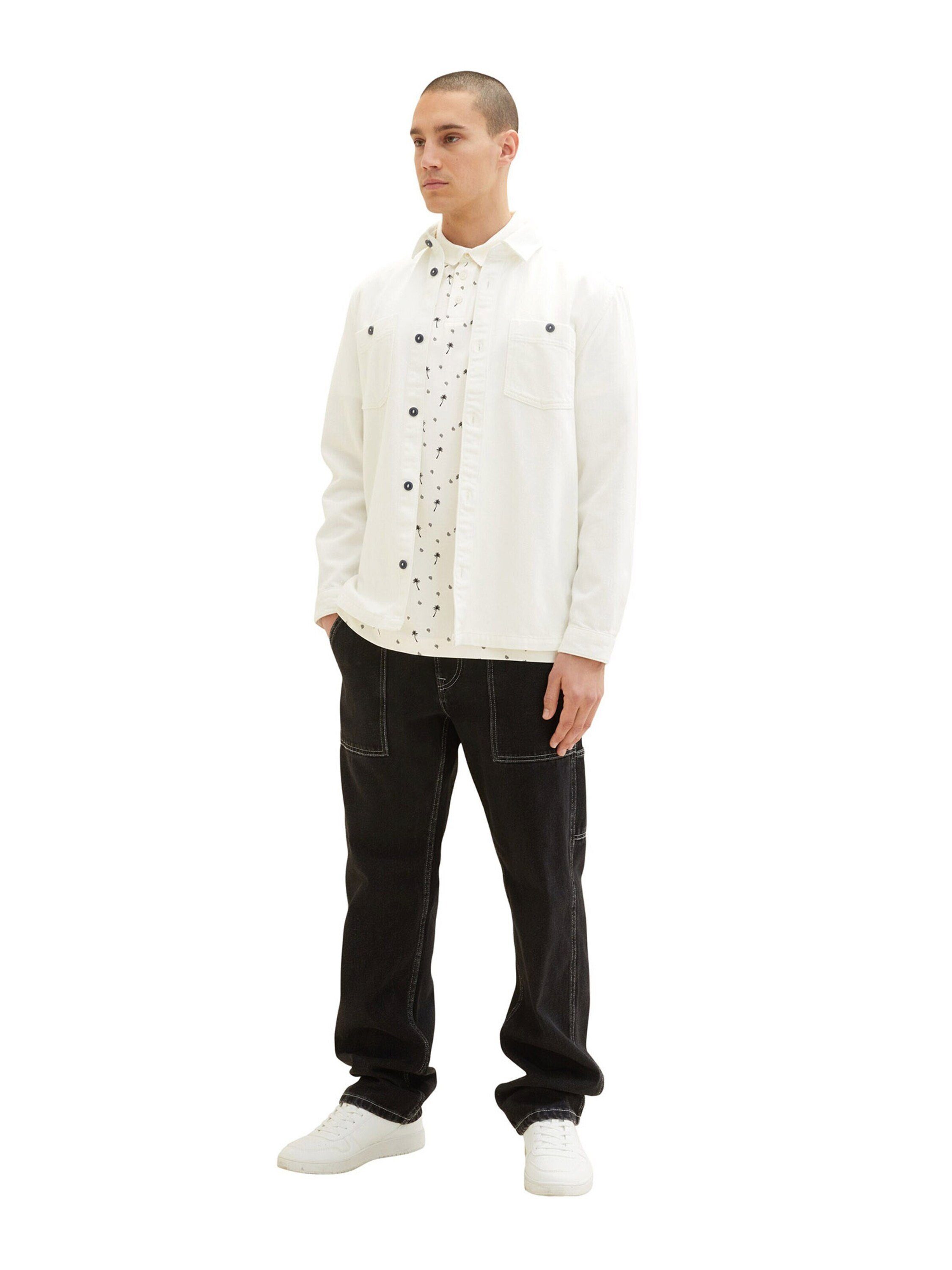 Denim TOM (1-tlg) white paisley mini TAILOR palm T-Shirt black