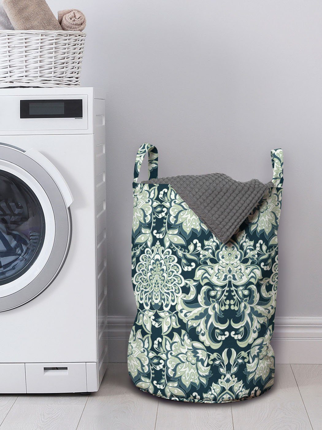 Abakuhaus Wäschekorb Wäschesäckchen Kordelzugverschluss Waschsalons, Jahrgang für Griffen Victorian-Blatt-Muster mit