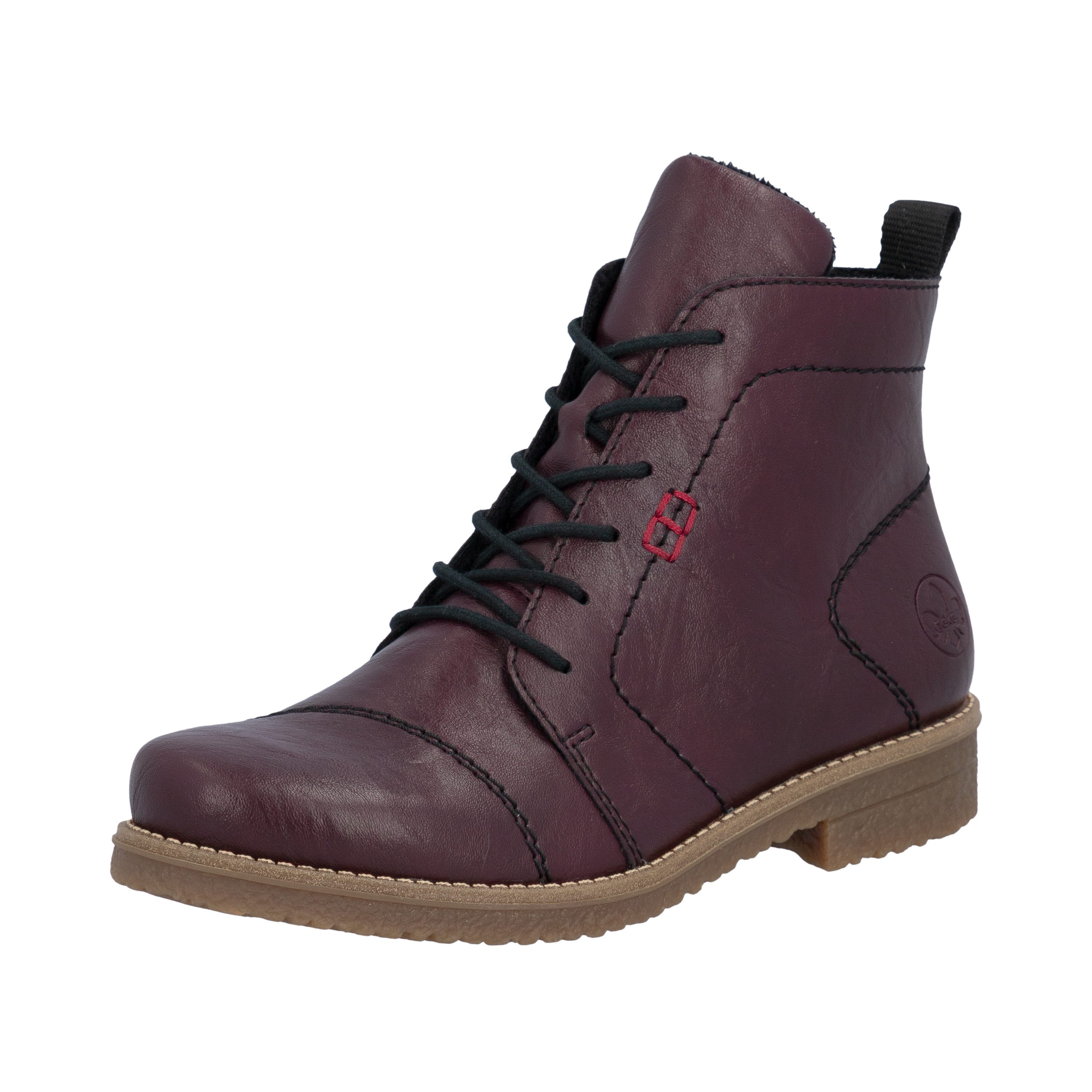 Rieker Schnürstiefelette Blockabsatz, Schnürboots mit modischen Ziernähten