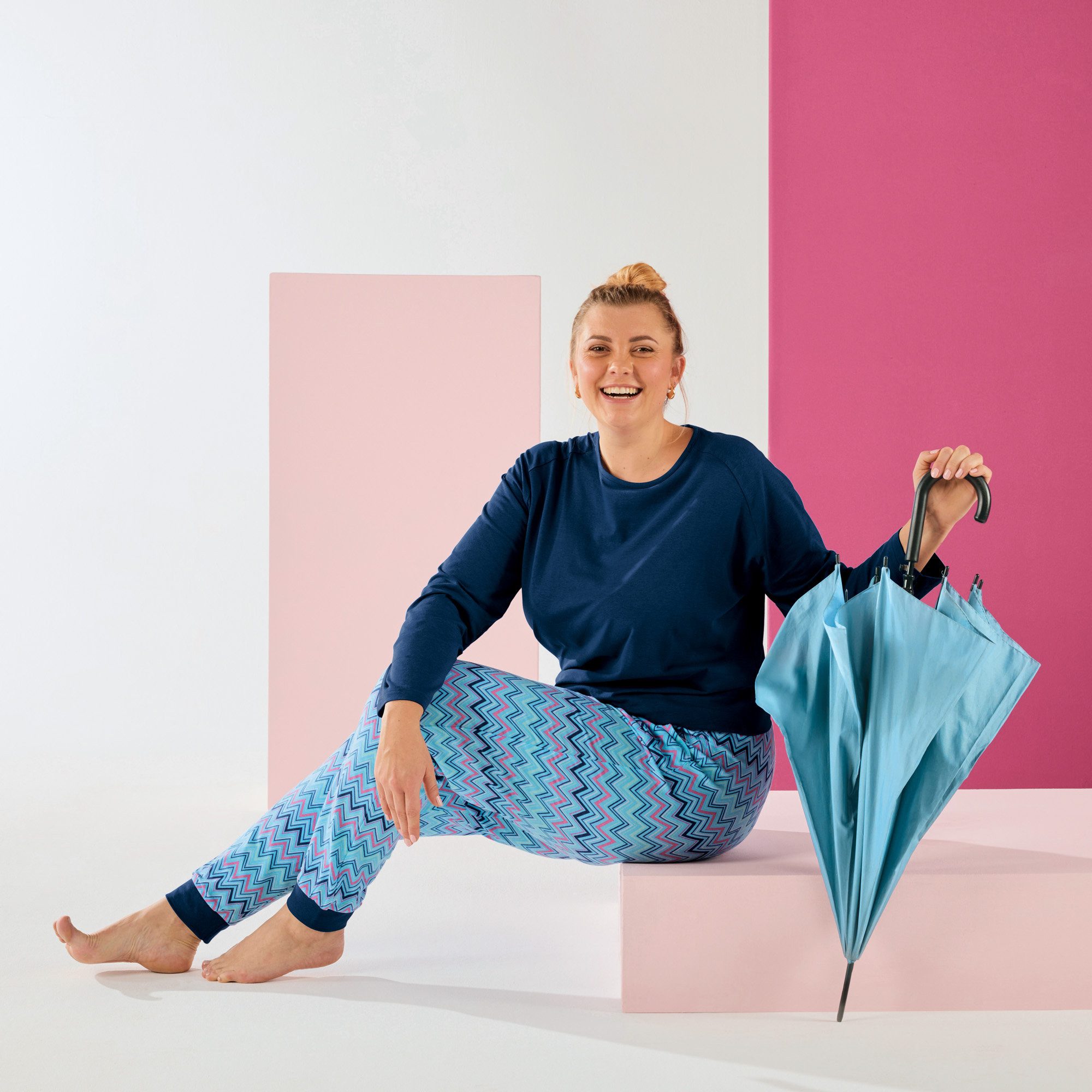 Erwin Müller Pyjama Damen-Schlafanzug Single-Jersey gemustert