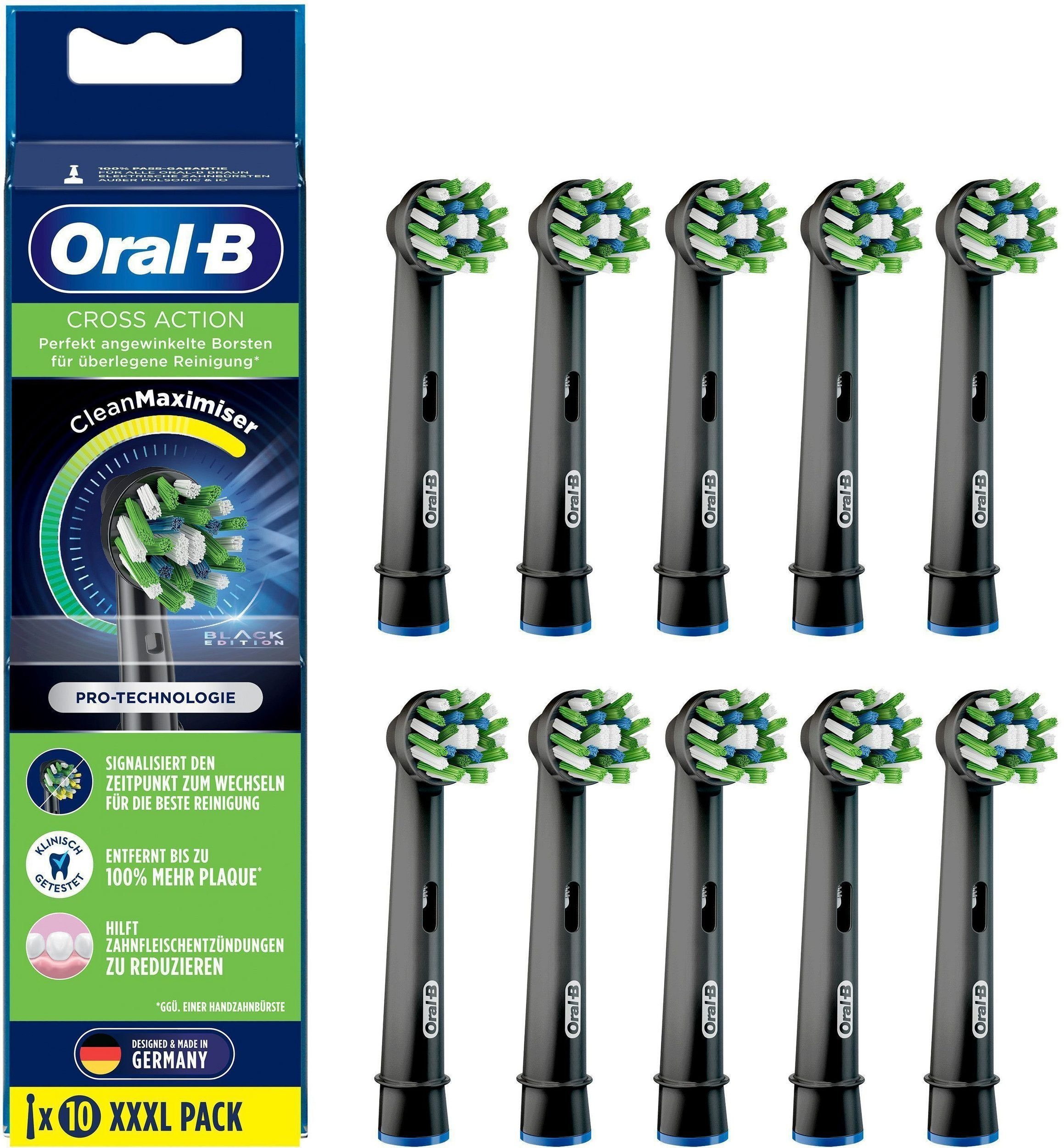Oral-B Aufsteckbürsten CrossAction schwarz CleanMaximiser, 10 Stück