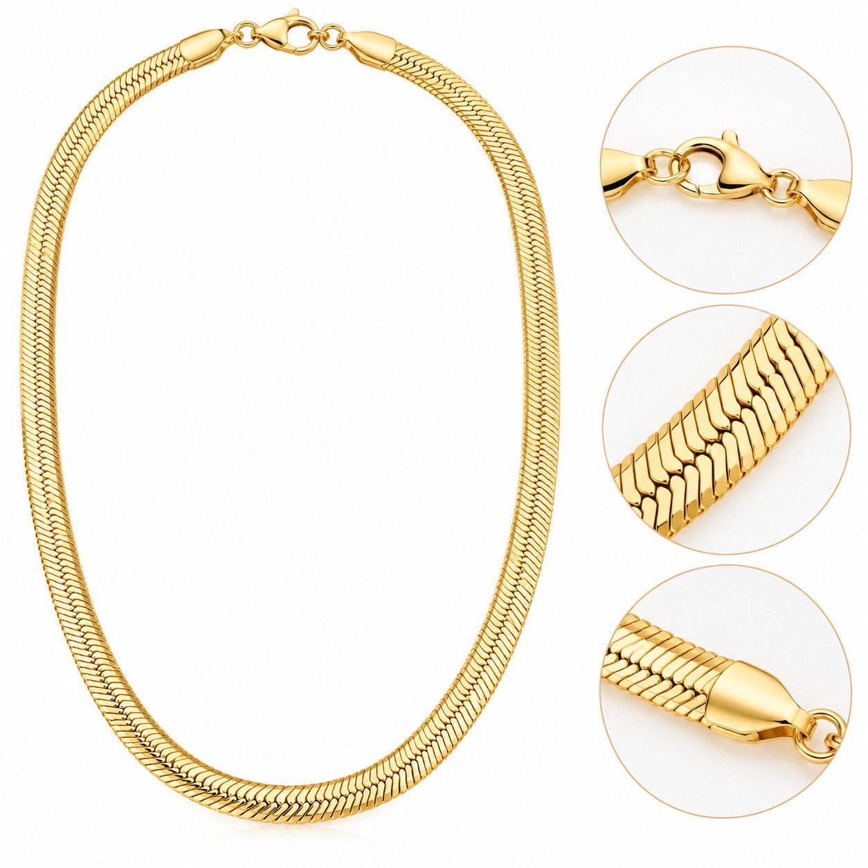 ROUGEMONT Edelstahlkette Wasserfeste Damen Halskette Edelstahl 18K Gold, Wasserfest – Bild 5 von 5