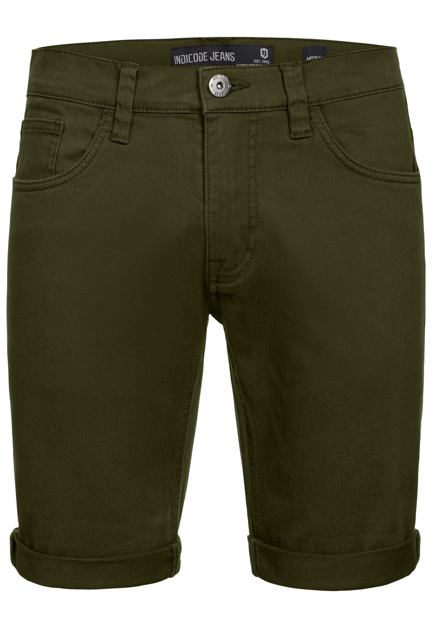 Indicode Jeansshorts Villeurbanne aus elastischer Bauwoll-Qualität günstig online kaufen