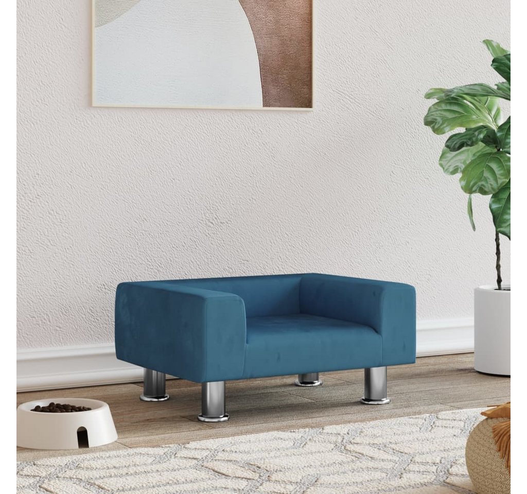 Thumbnail - vidaXL Tierbett, Hundebett Blau 50x40x26,5 cm Samt