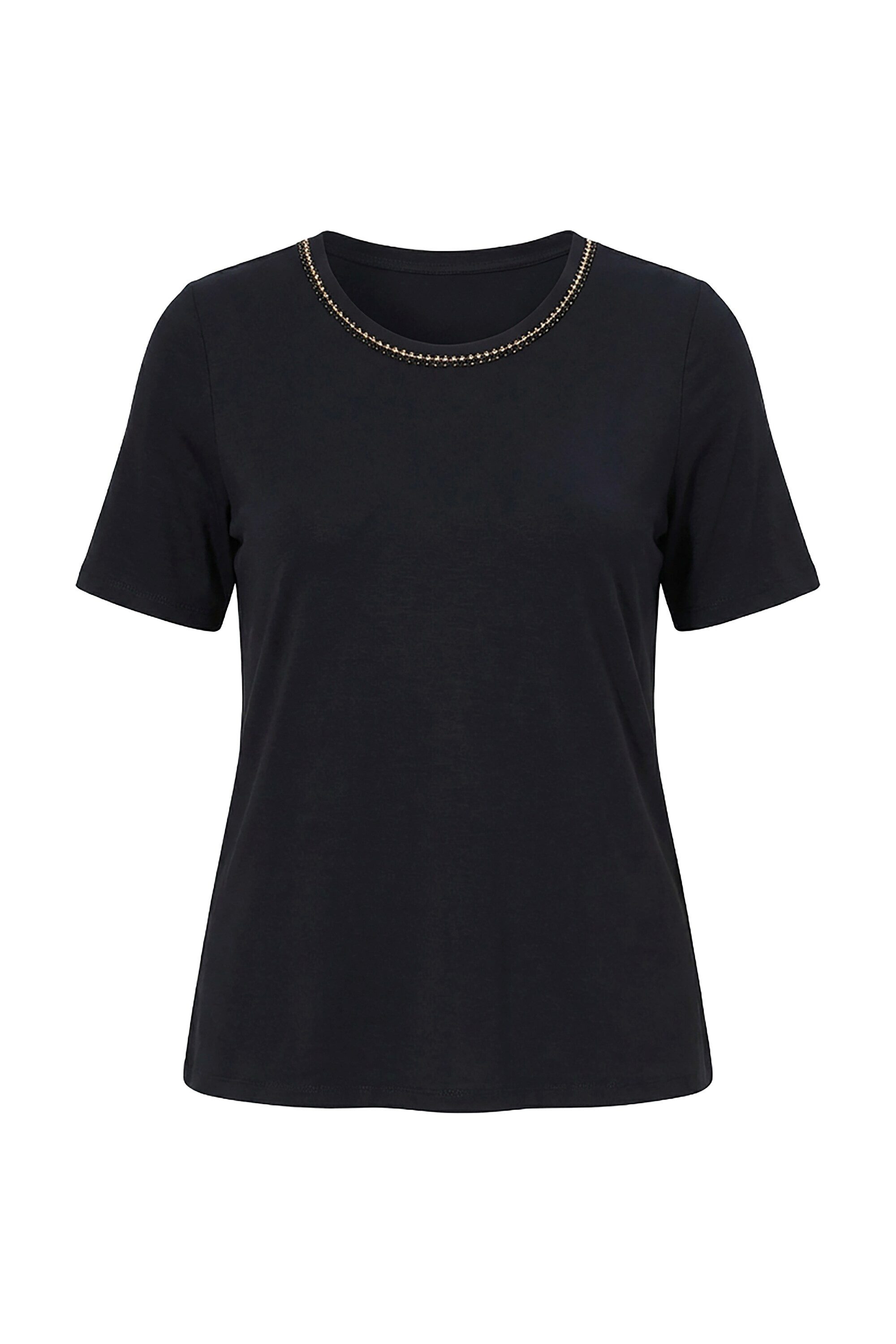 Ulla Popken T-Shirt T-Shirt Lyocell Ziersteine Rundhals Halbarm