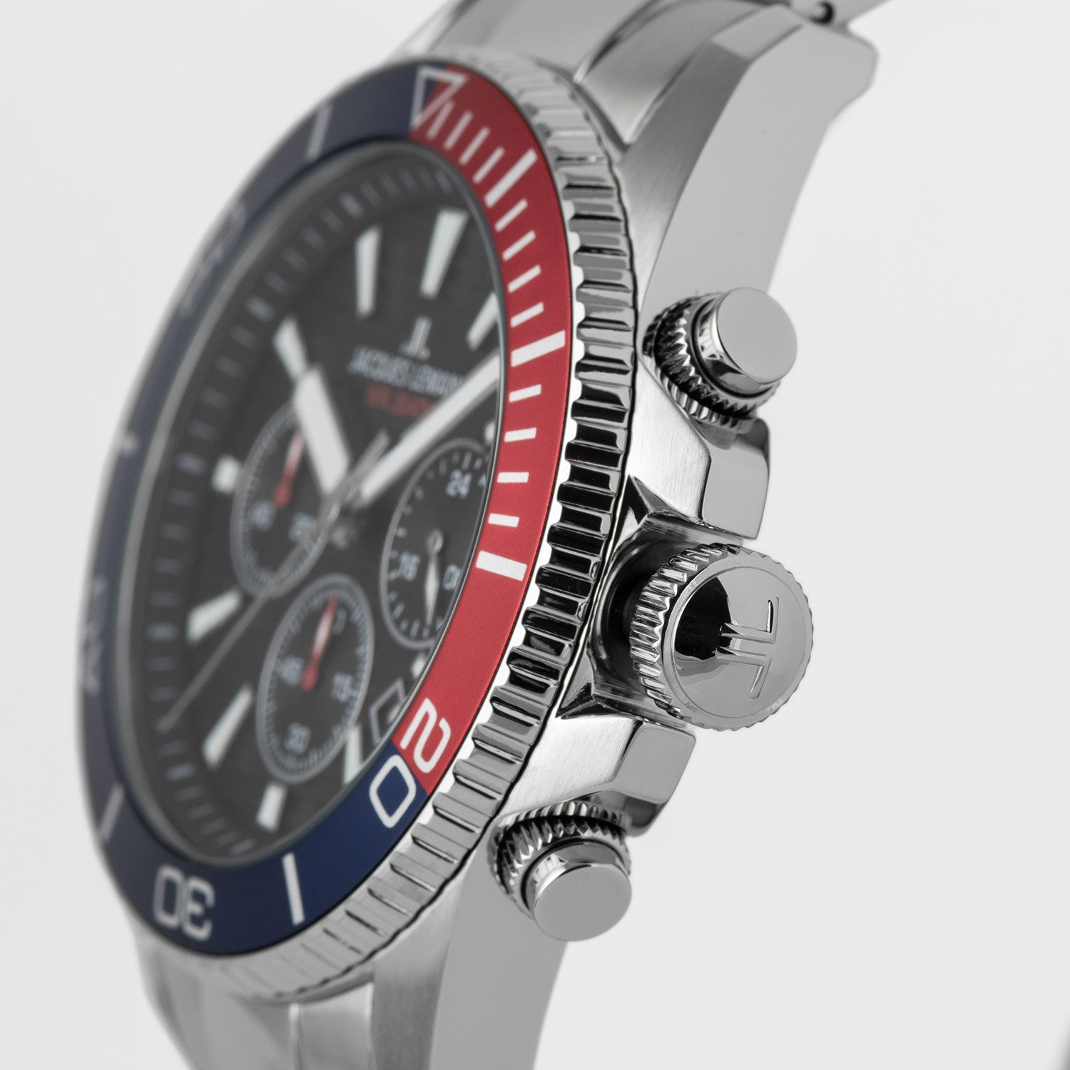 Jacques Lemans Taucheruhr 1-2206J, Herrenuhr für Taucher Chronograph Edelstahl/Schwarz