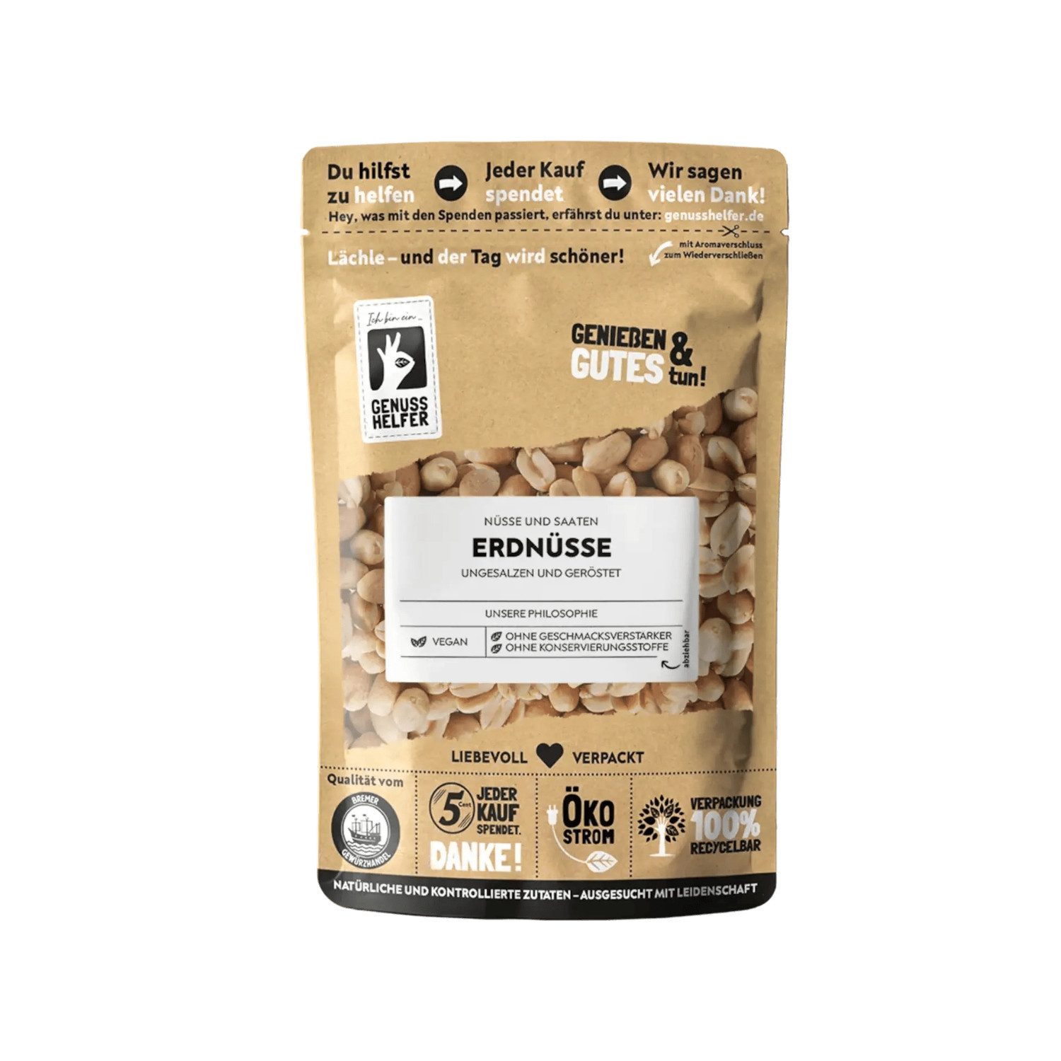 Bremer Gewürzhandel Nüsse Erdnüsse, ungesalzen, geröstet, 250 g