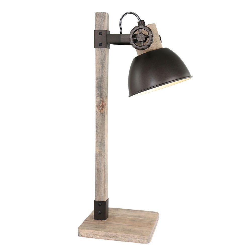 etc-shop Schreibtischlampe, Leuchtmittel inklusive, nicht Schreibtischleuchte Retro beweglich Holzlampe schwarz Tischlampe