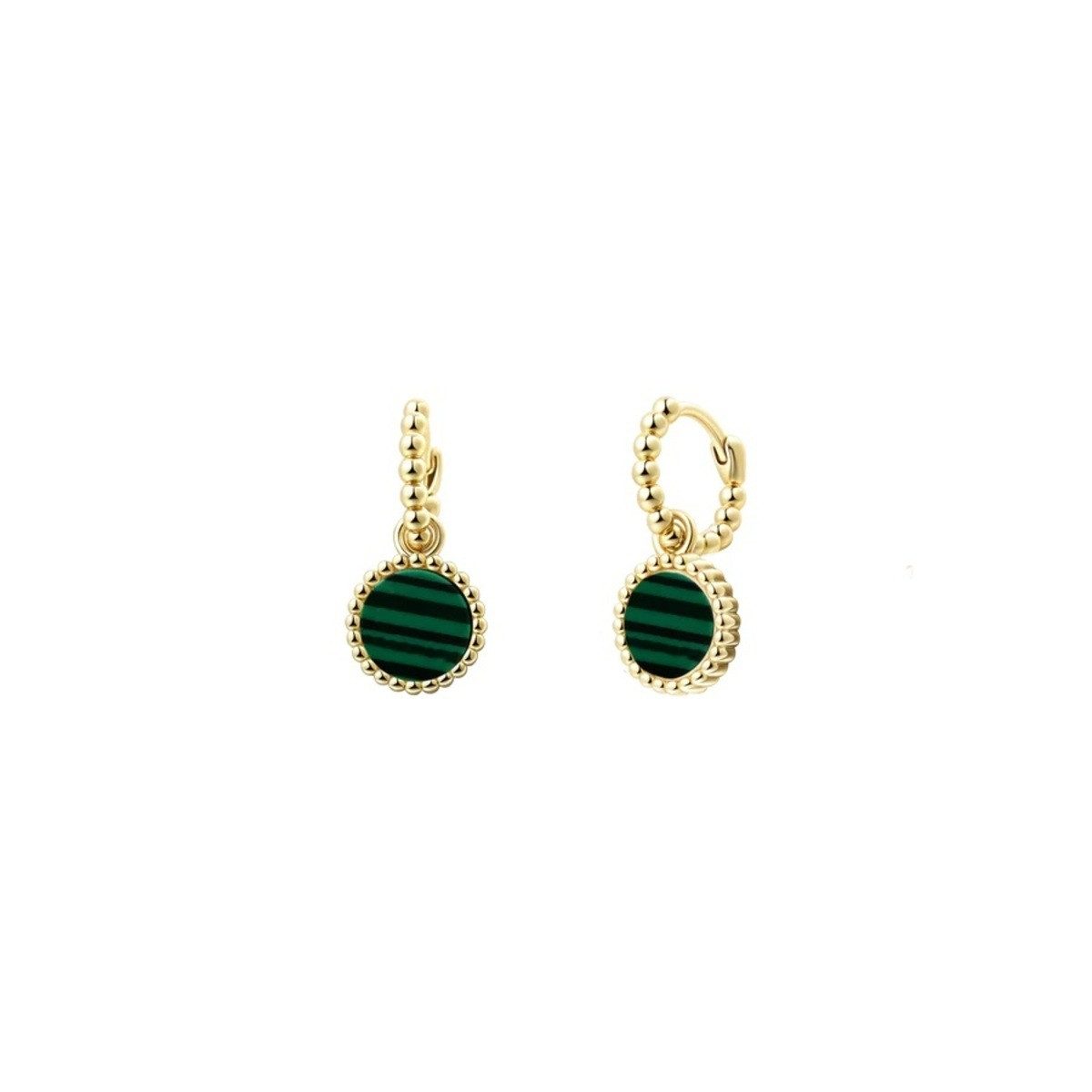 XENOX Paar Creolen Ohrringe Damen Orbit Malachit Silber 18k Vergoldet XS91980G