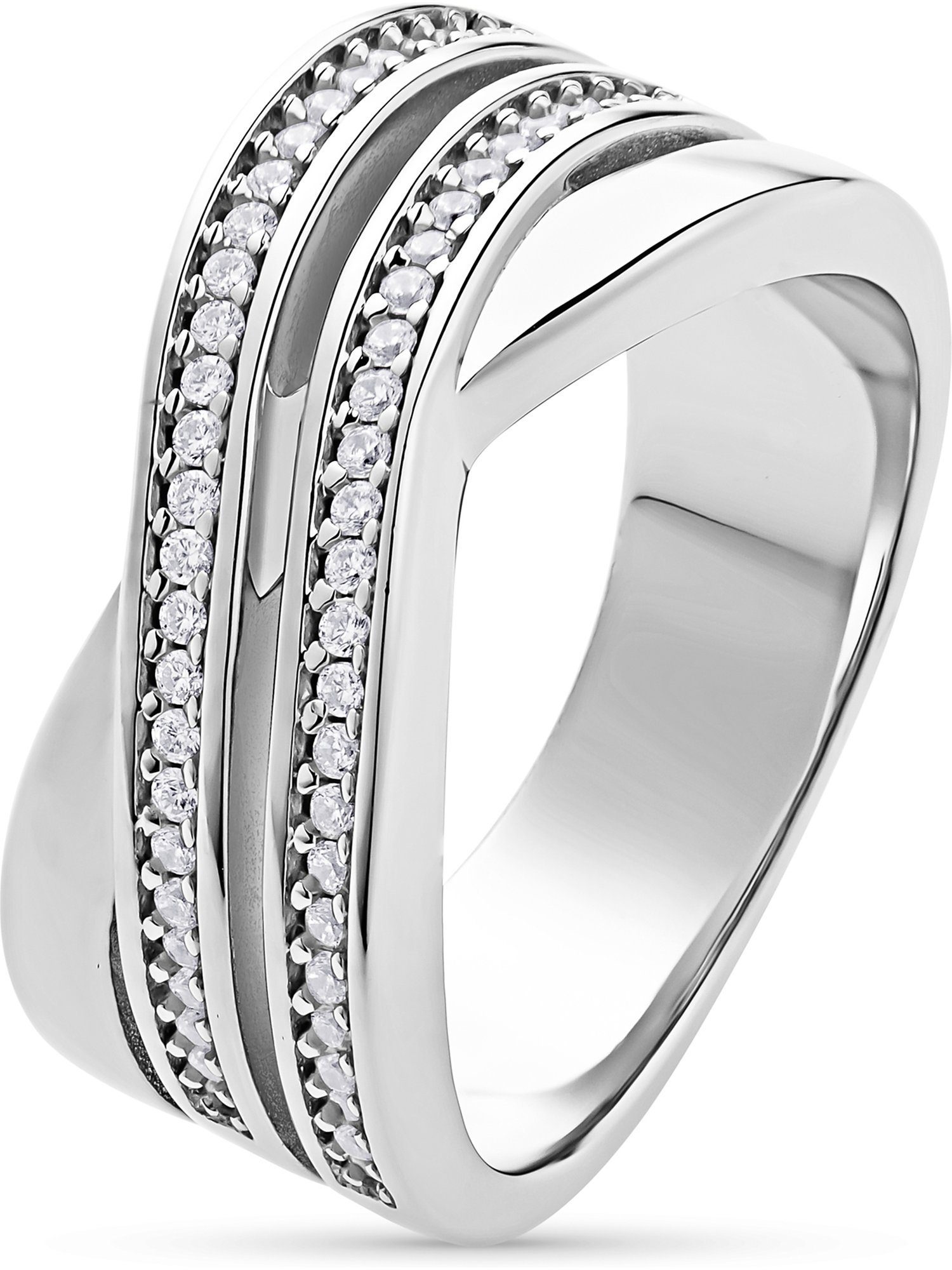 synthetisch Silber Silberring Zirkonia, 925er JETTE JETTE 54 Zirkonia, Damen-Damenring