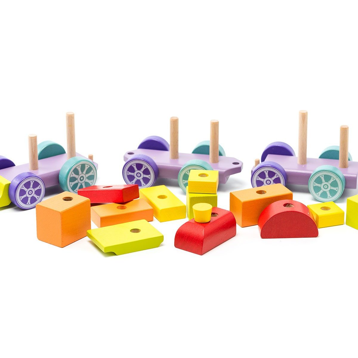 Cubika Holzzug Regenbogen Express 15 Teile Holzbaukasten