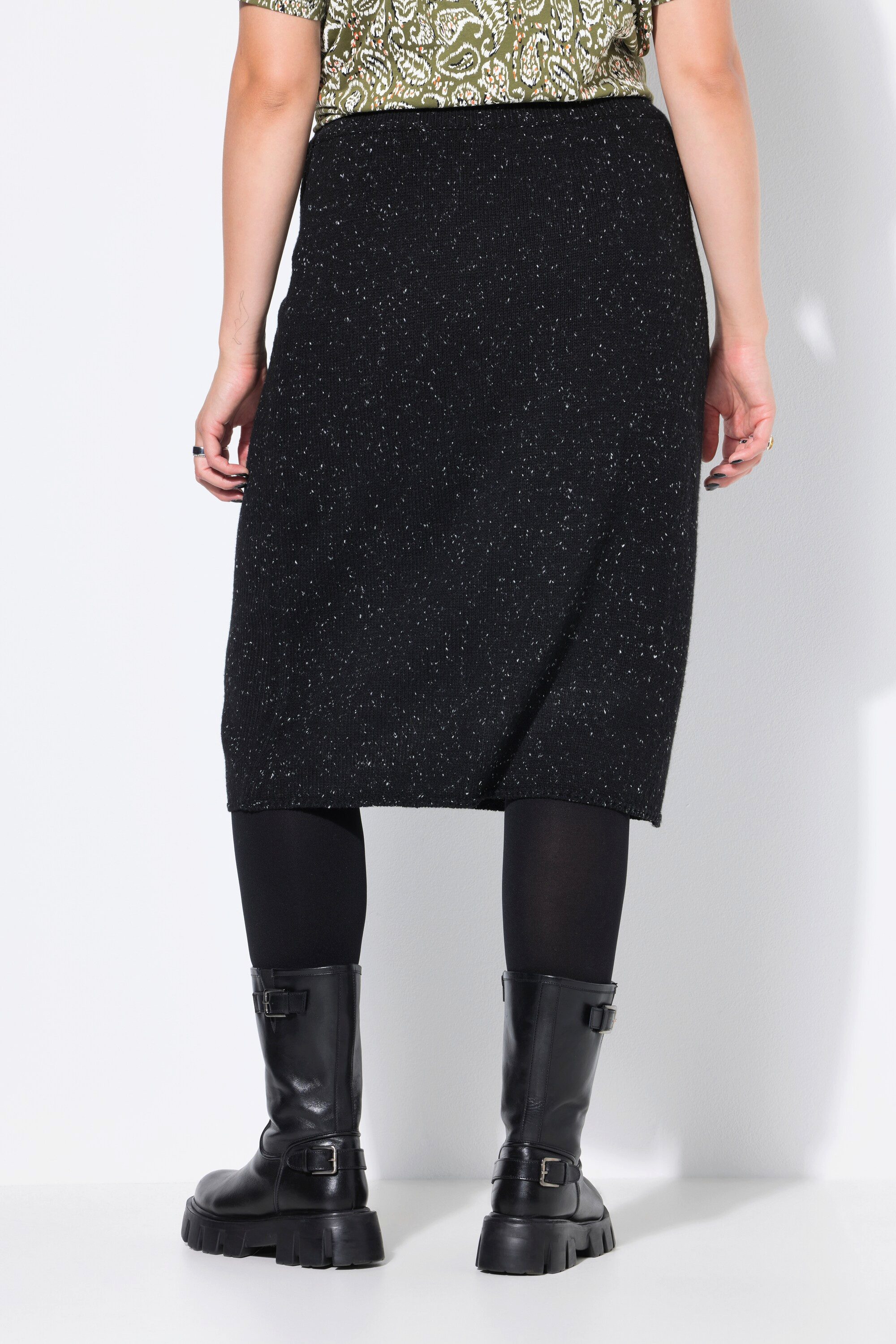 Studio Untold Schlupfrock Strickrock Slim Shape Midilänge Pepper&Salt