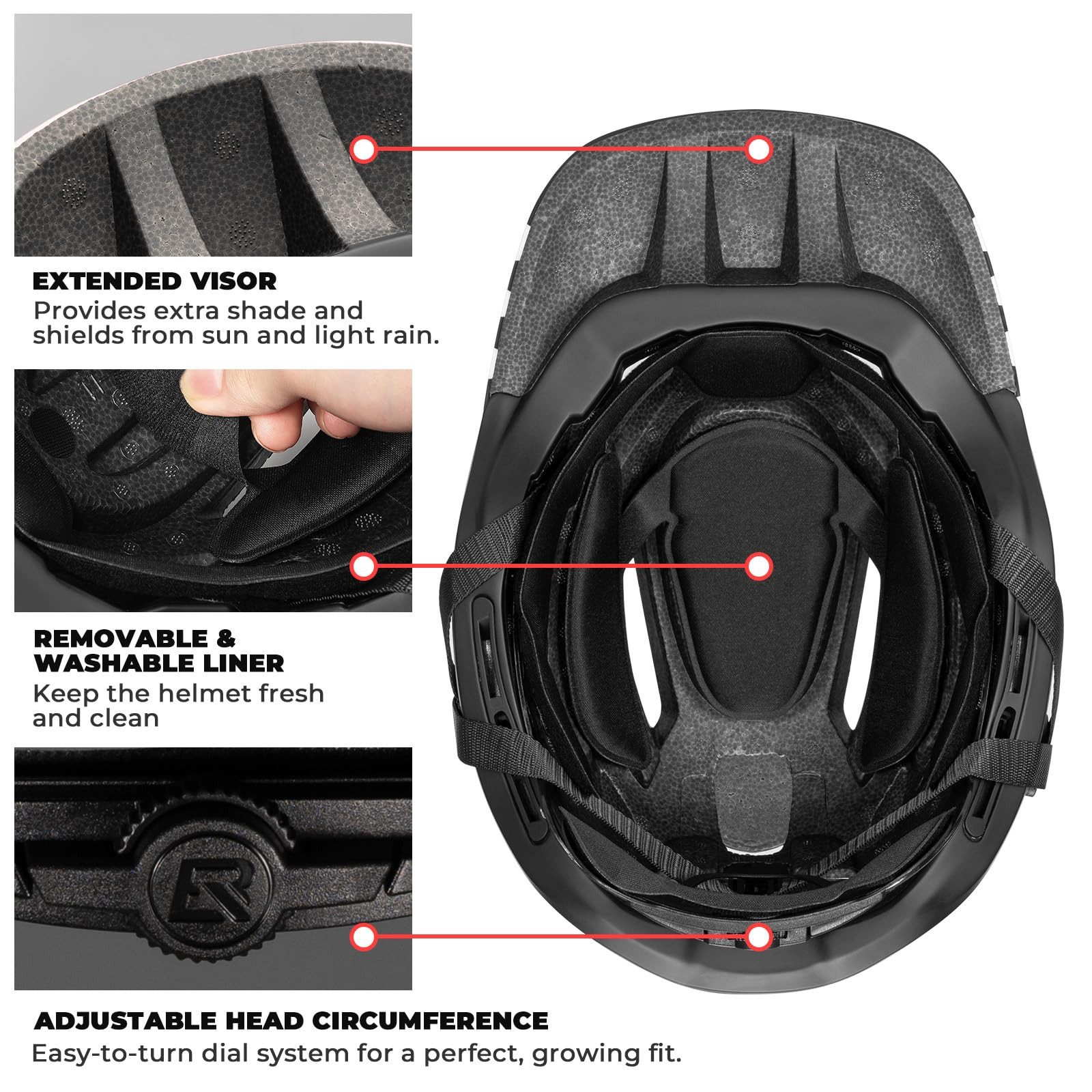ROCKBROS Kinderhelm Integriert Fahrradhelm Kinder Jugend Fullface Helm, mit Abnehmbarem Kinnschutz BMX MTB Downhill Helm – Bild 5 von 5