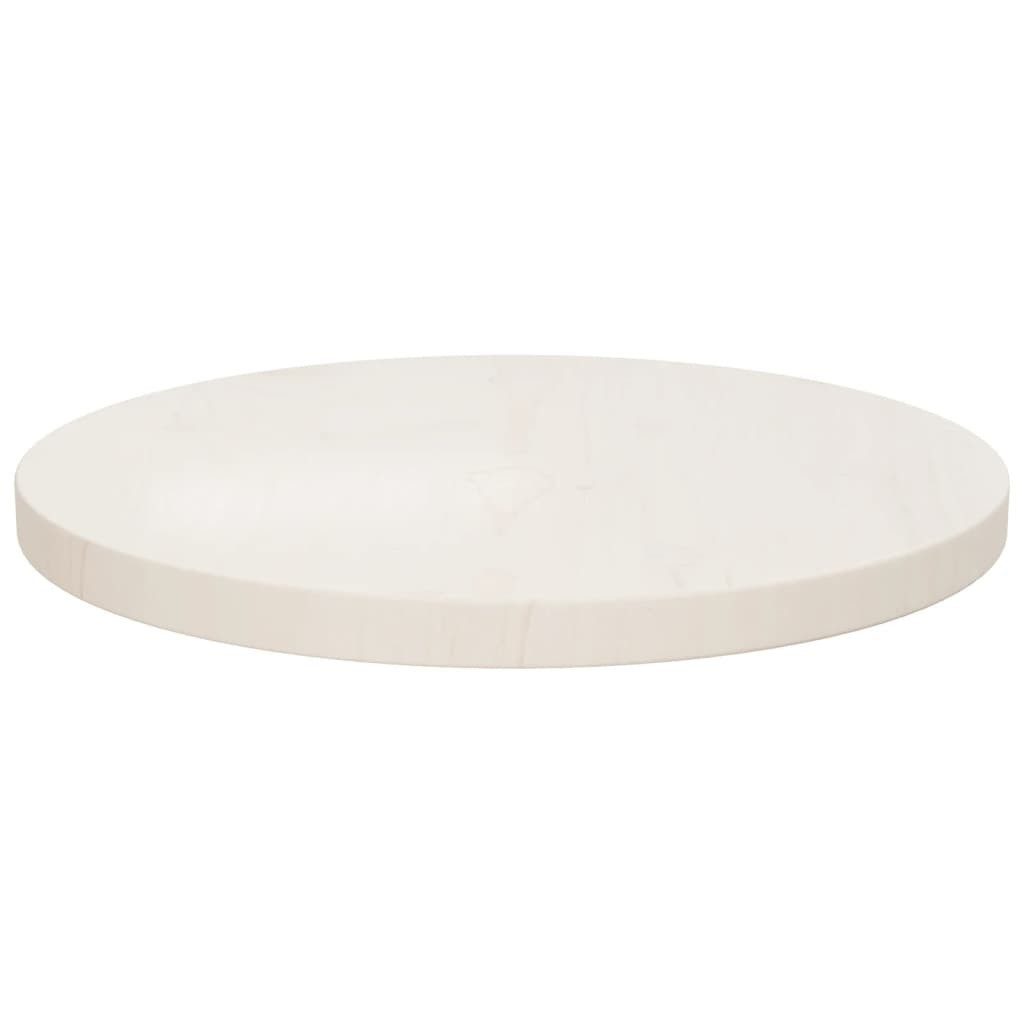 vidaXL Tischplatte, Weiß Ø40x2,5 cm Massivholz Kiefer