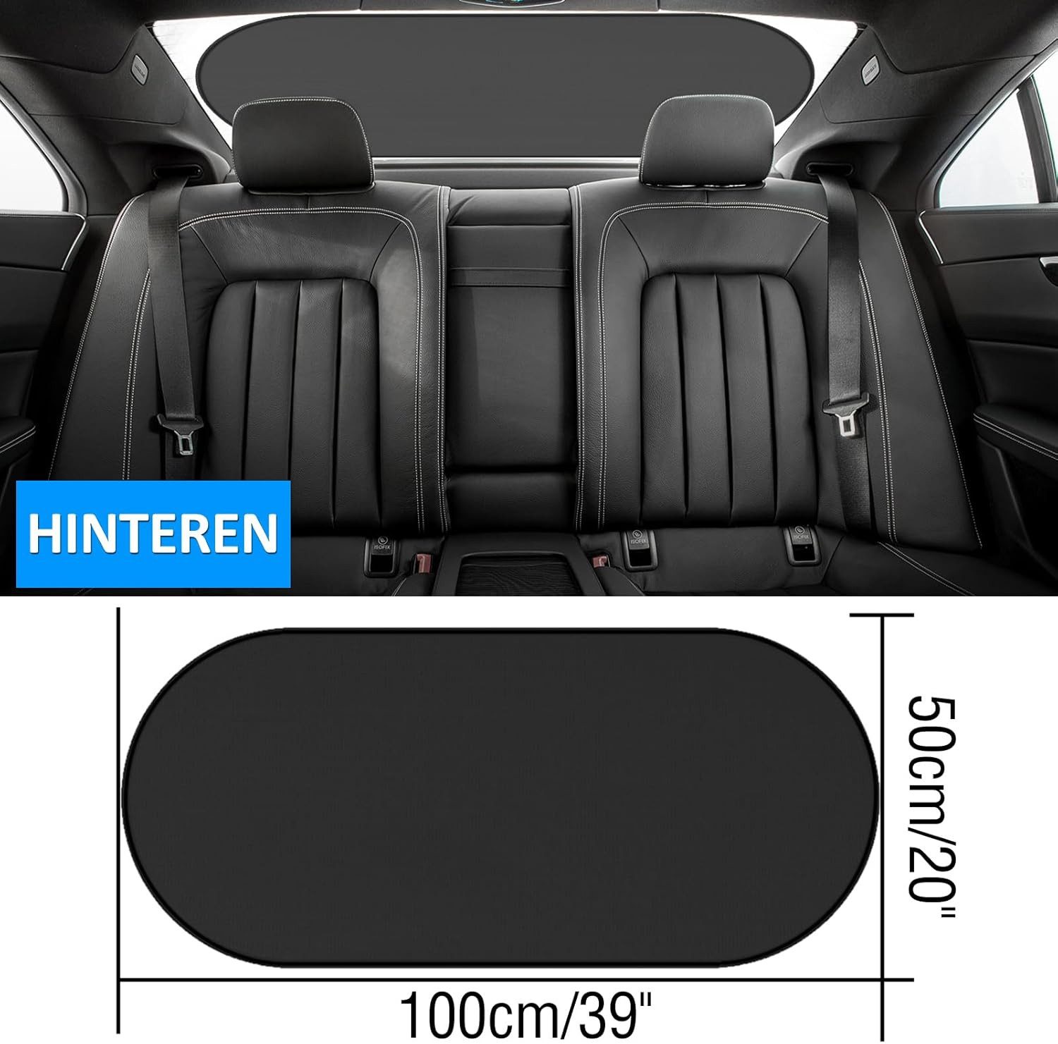 FELIXLEO Autosonnenschutz Sonnenschutz Heckscheibe Auto, Faltbare Mesh Blende 4 Saugnäpfe 100x50 – Bild 3 von 5