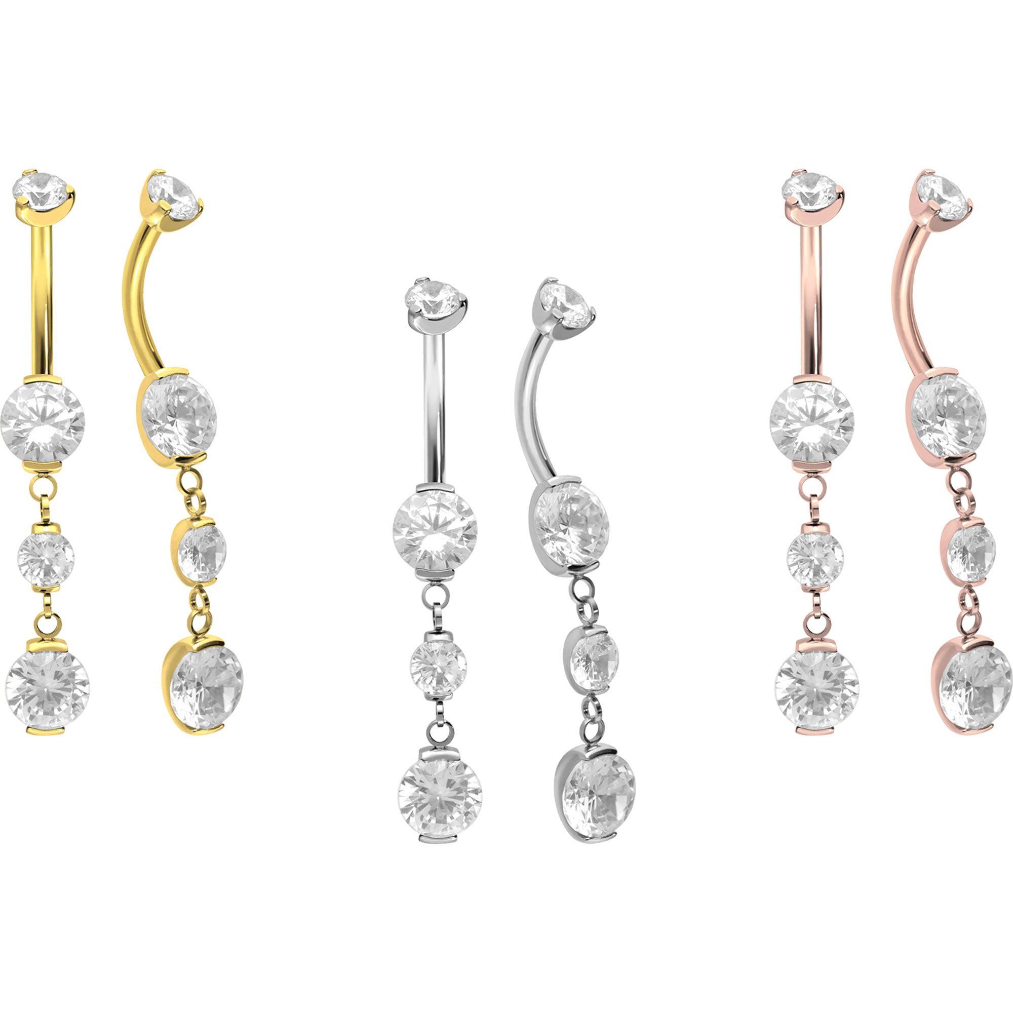 PIERCINGLINE Bauchnabelpiercing Titan Mini Bananabell mit Innengewinde 4 KRISTALLE (Bananabells, 1-tlg)