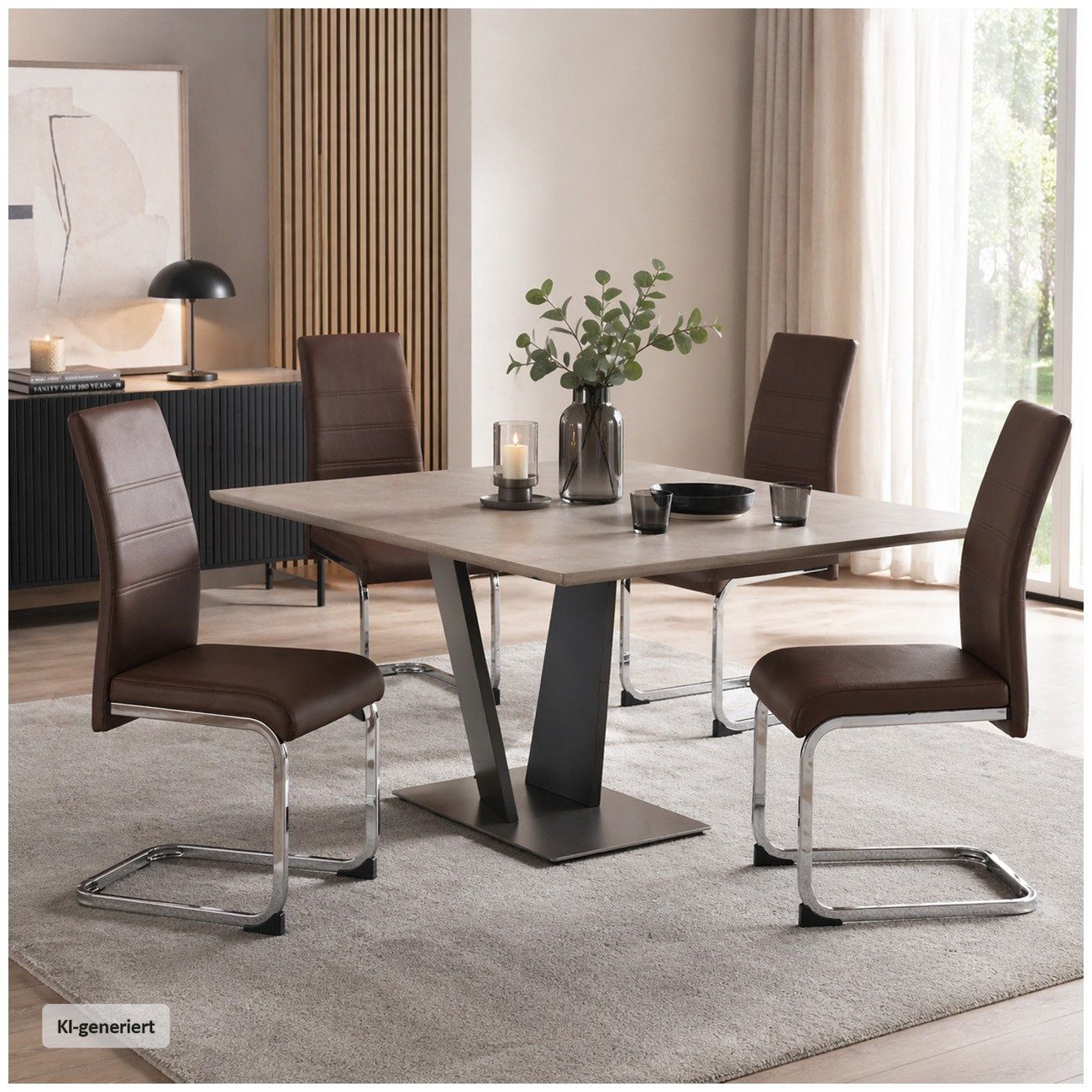 HTI-Line Freischwinger Schwingstuhl SallyC PU 4er (Set, 4 St), Freischwinger Esszimmerstuhl Kunstleder