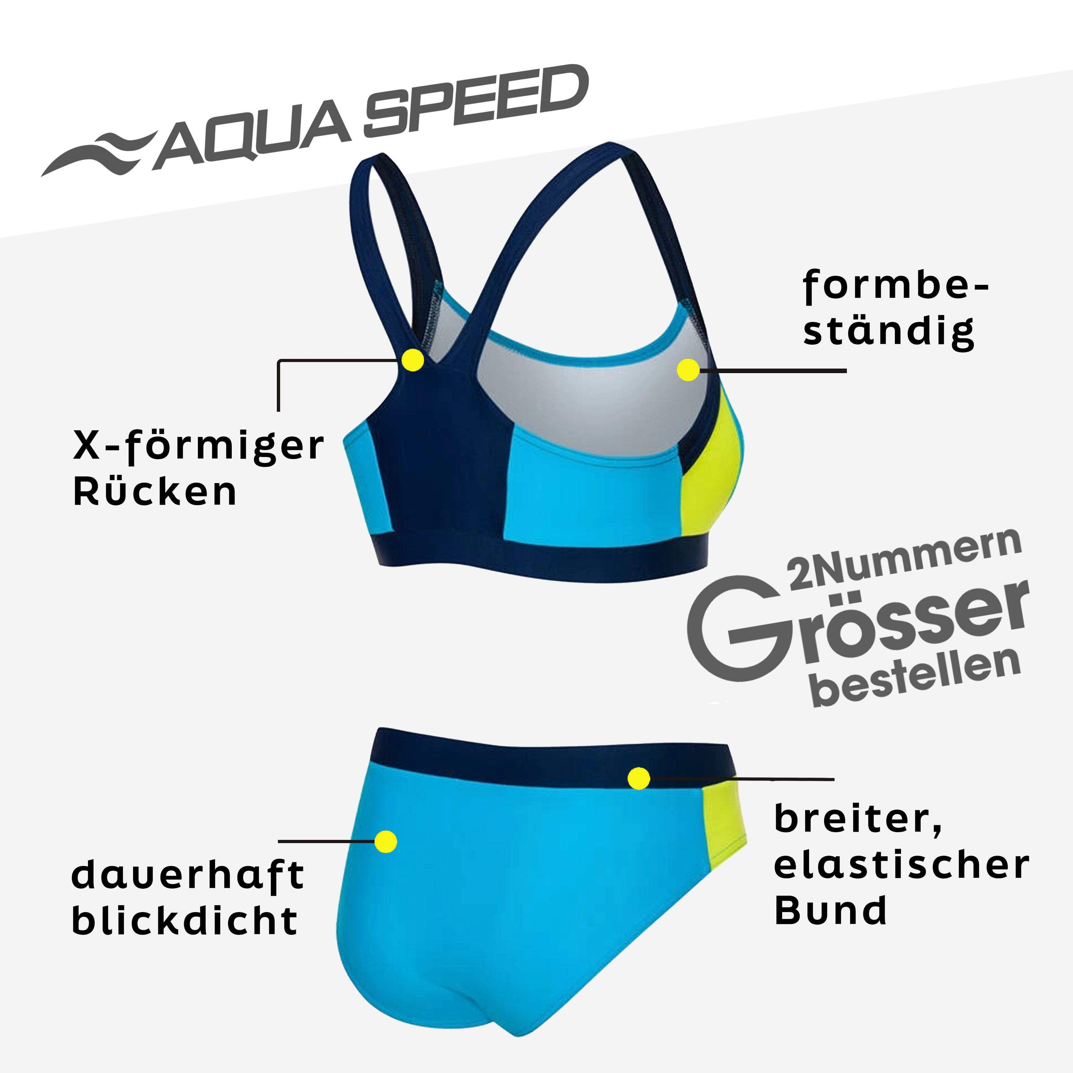 Aqua Speed Bustier-Bikini NAOMI Damen Bikini Zweiteiler schnelltrocknend + blickdicht