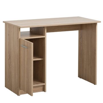 Homestyle4u Schreibtisch platzsparend mit Regal Computertisch Bürotisch natur weiß 50x100 Holz (kein Set)