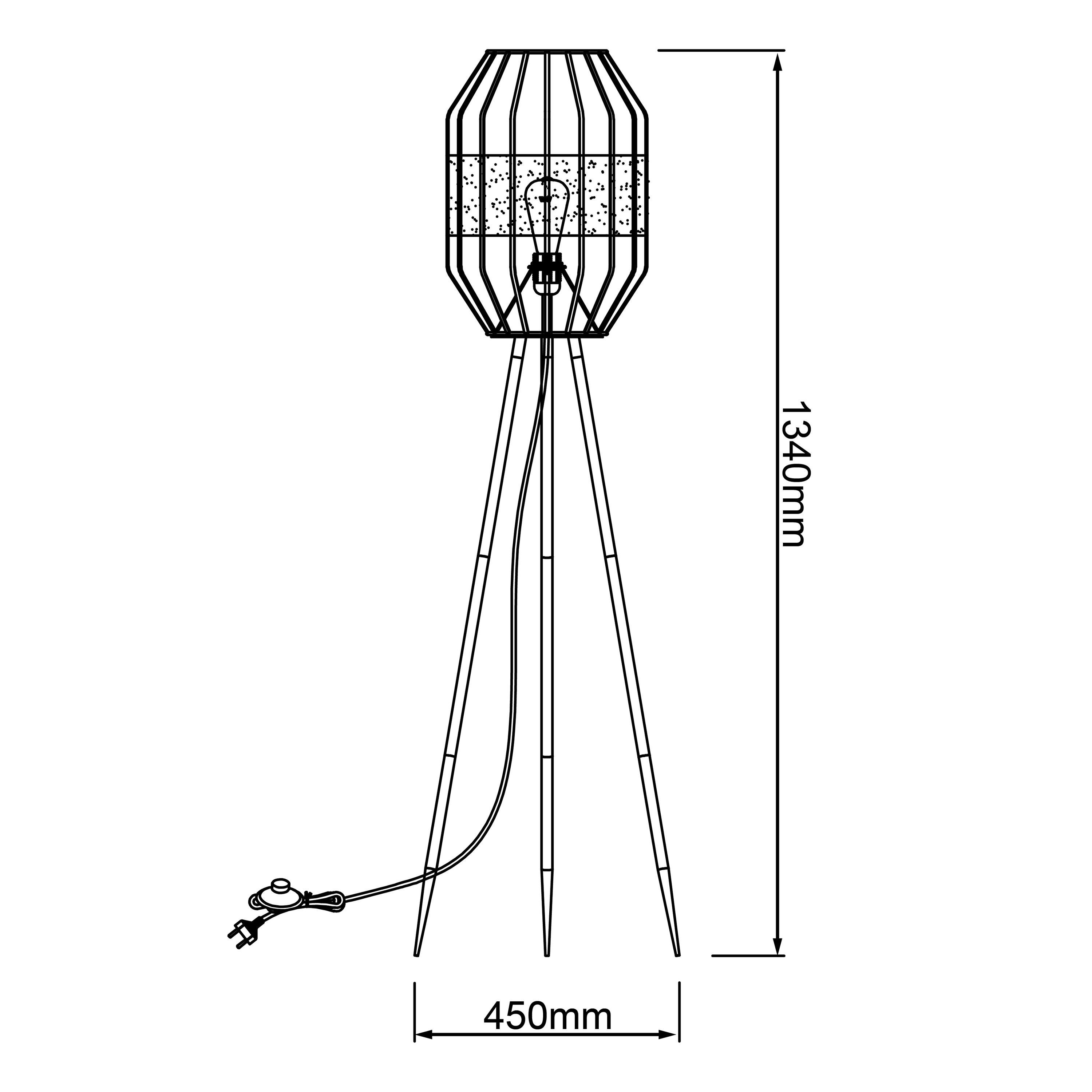 Brilliant Stehlampe Slope, A60, E27, Lampe, Slope dreibeinig 1x schwarz/natur, Standleuchte 40W