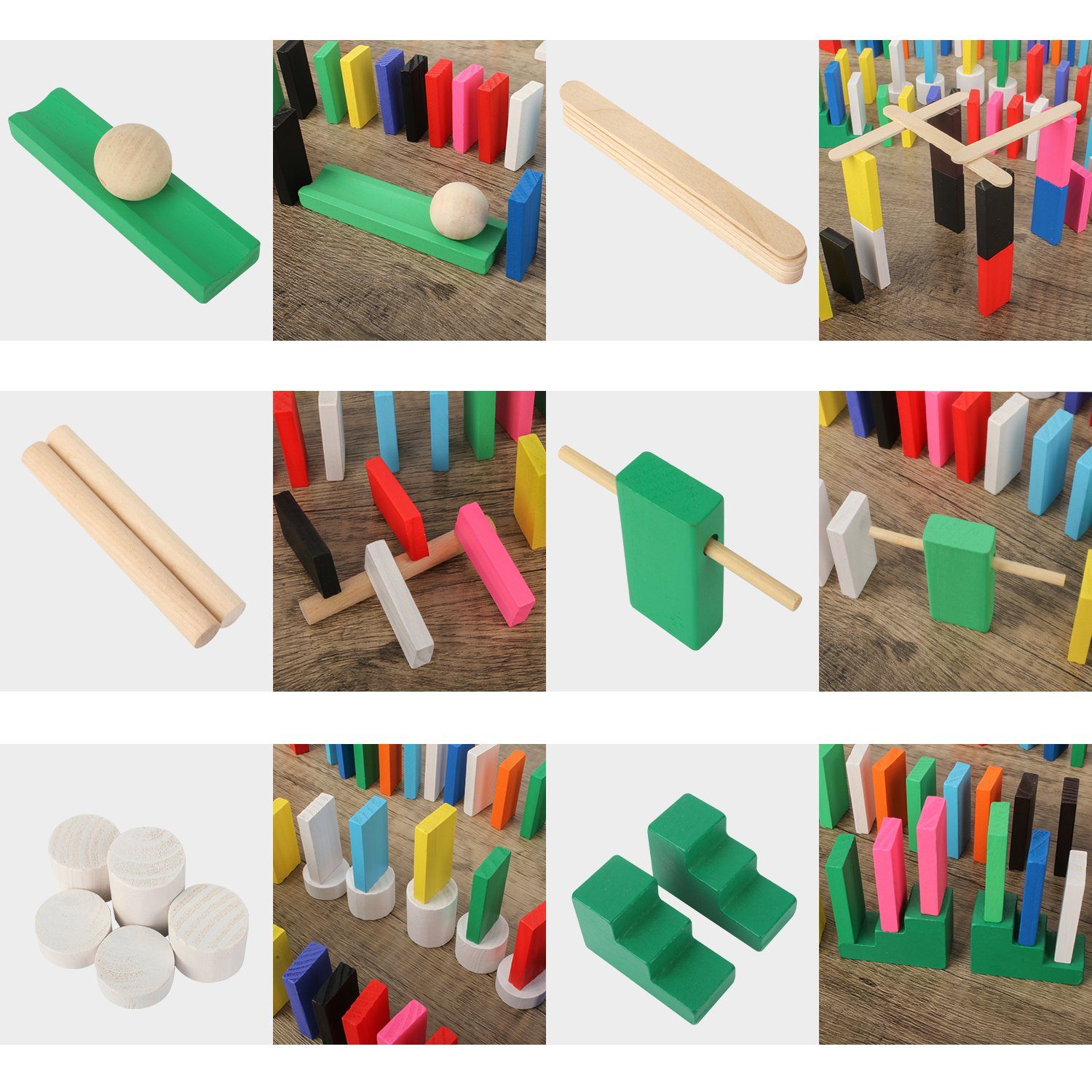 Calmado Spielesammlung Domino Steine Spiel aus Holz Dominosteine im Set + Tasche + Anleitung