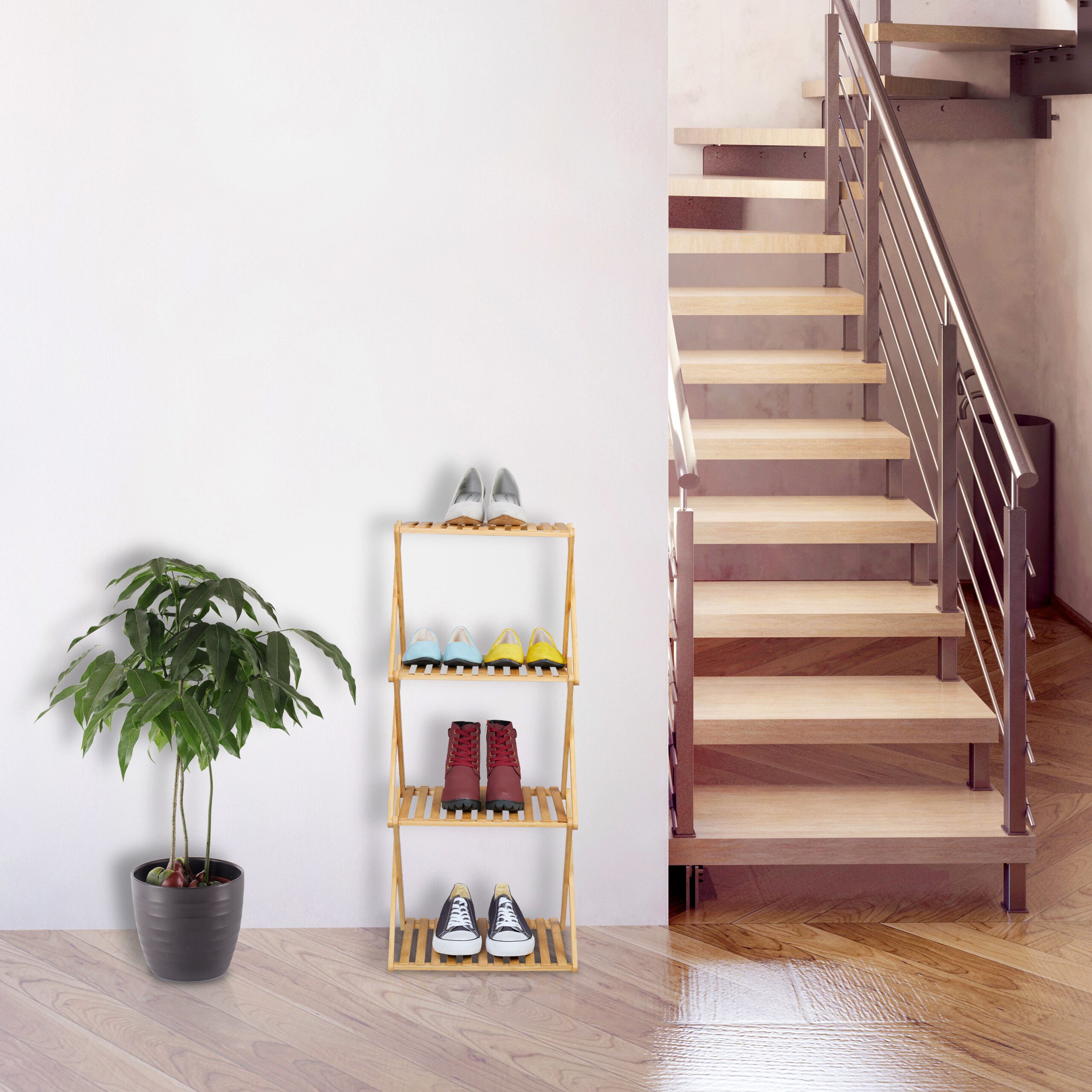 relaxdays Schuhregal Faltbares Schuhregal aus Bambus günstig online kaufen