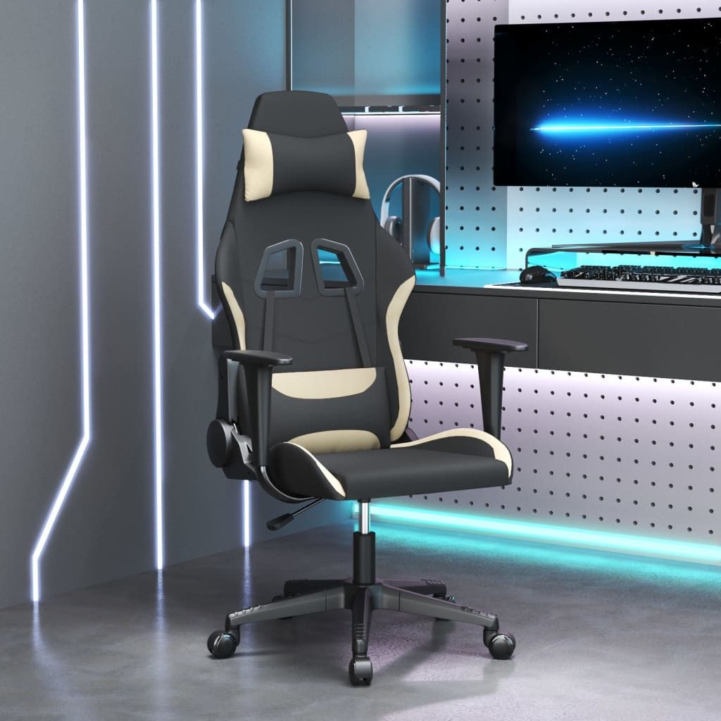 vidaXL Bürostuhl Gaming-Stuhl Drehbar Schwarz und Creme Stoff