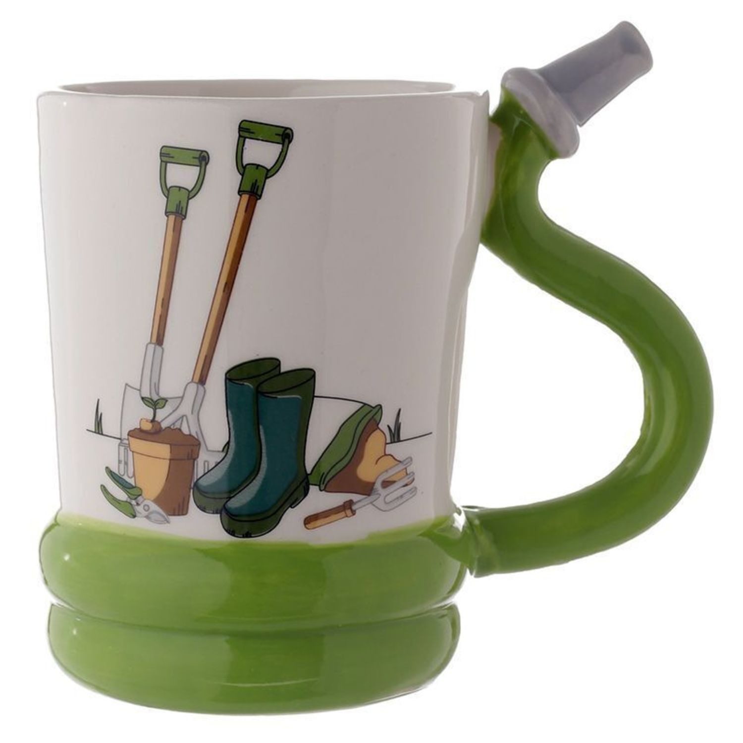 Puckator Tasse Gartenwerkzeuge Kaffeebecher mit Gartenschlauch Henkel
