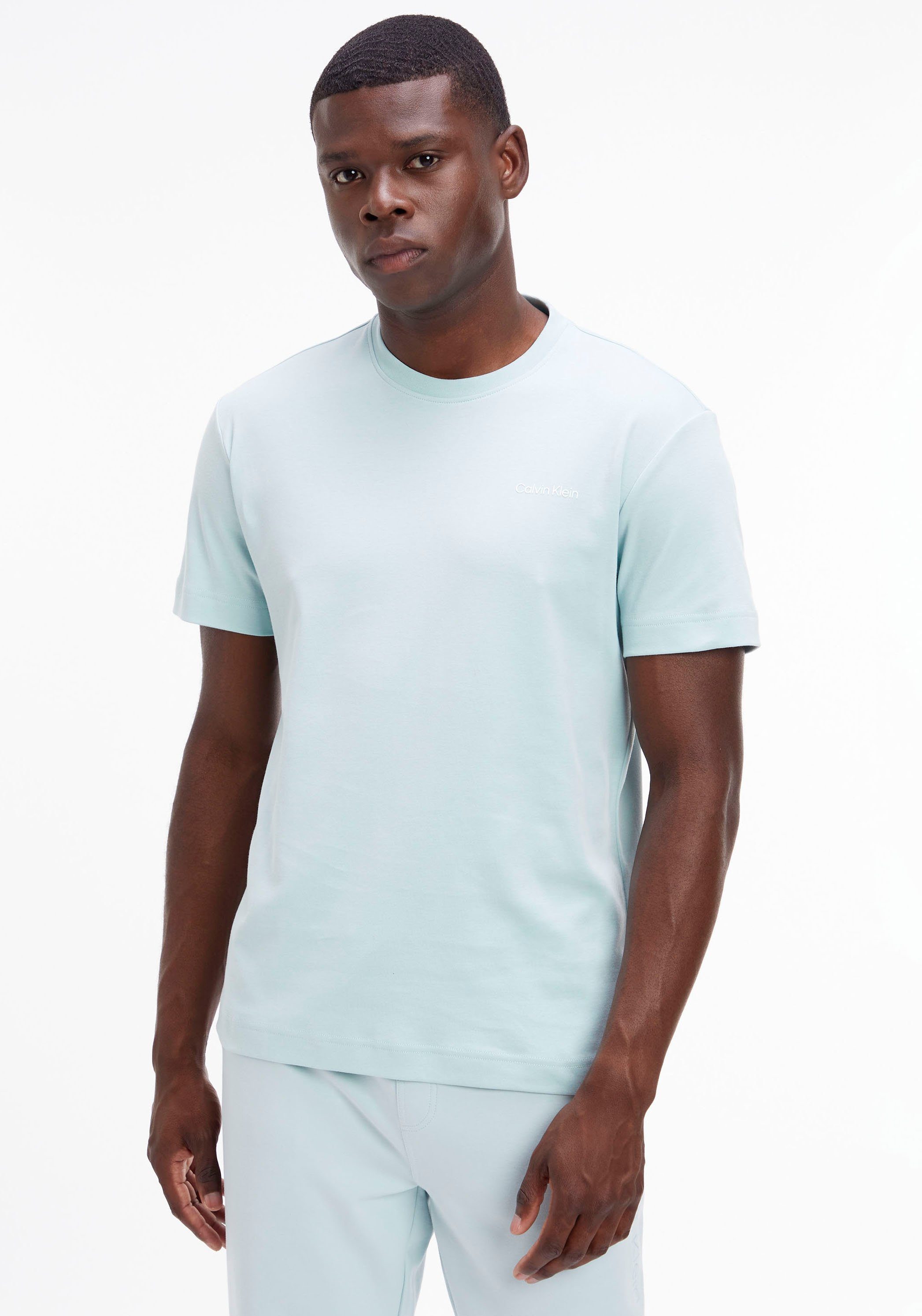 der T-Shirt green Calvin T-SHIRT Klein Logo auf ghost LOGO Brust mit INTERLOCK Klein Calvin MICRO