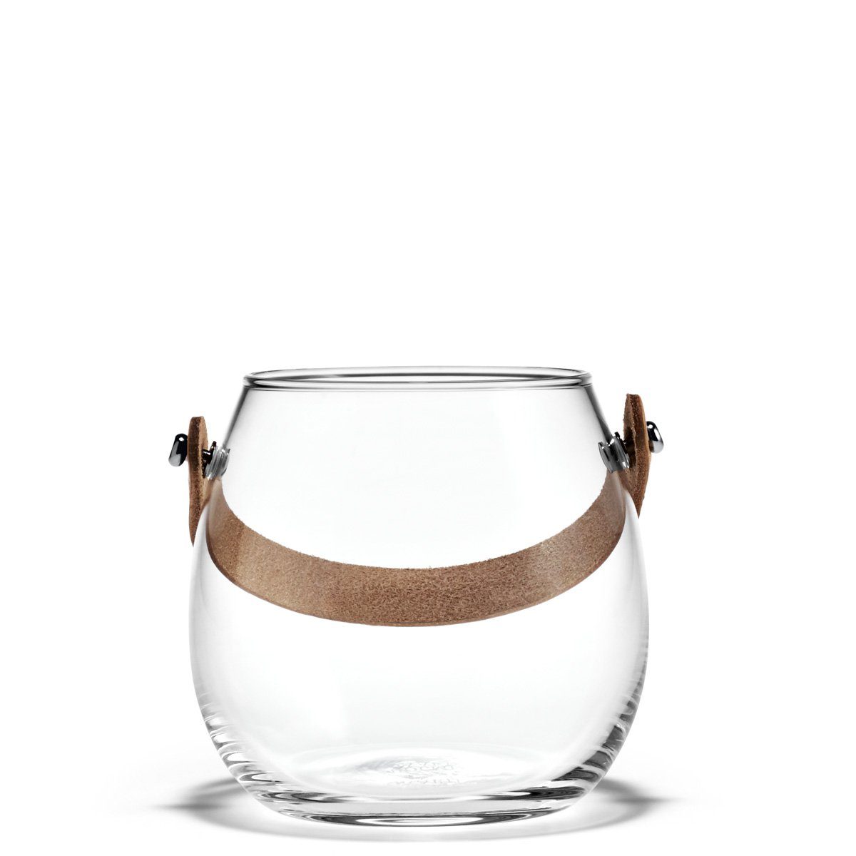 HOLMEGAARD Schale Design With Light klare Glasschale mit Lederhenkel;  Dekoschale für viele Verwendungszwecke, Glas, Leder